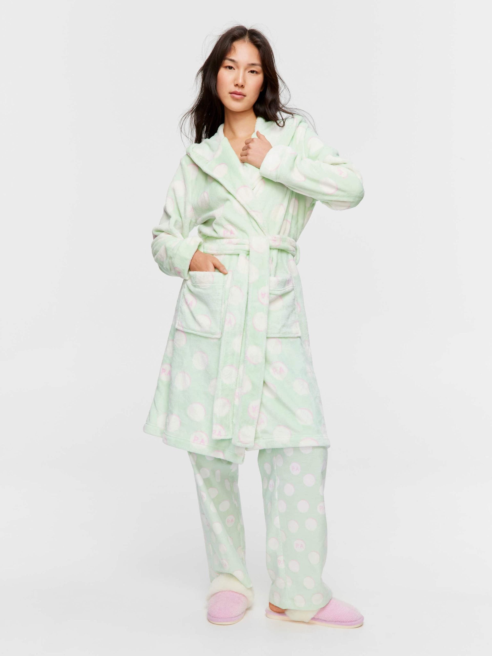 Mint Spot Hooded Gown multi
