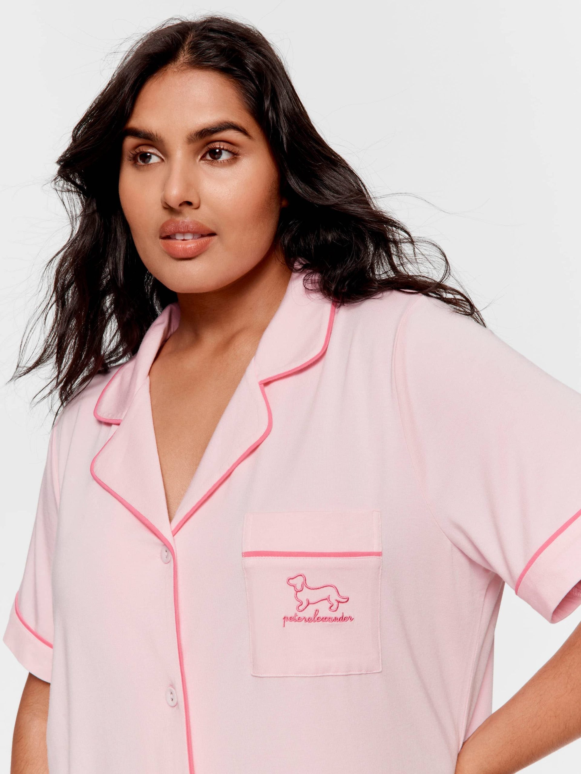 P.A. Plus Super Soft Pink Bamboo Knit Short Sleeve Nightshirt Pink