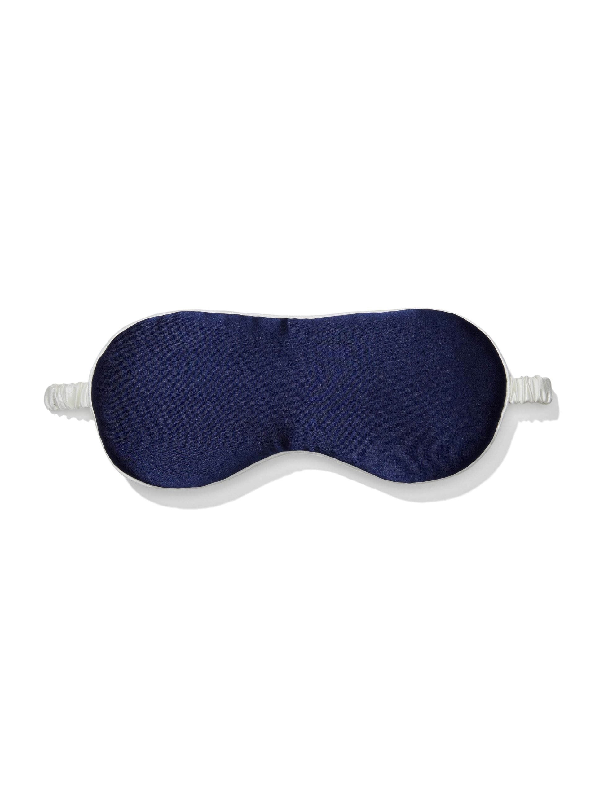Navy Mulberry Silk Pj Set With Eye Mask navy