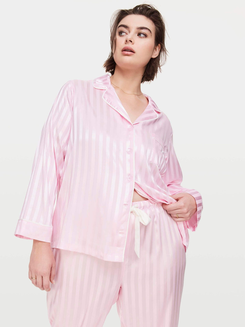 P.A. Plus Long Pink Chic Stripe Pj Set Pink