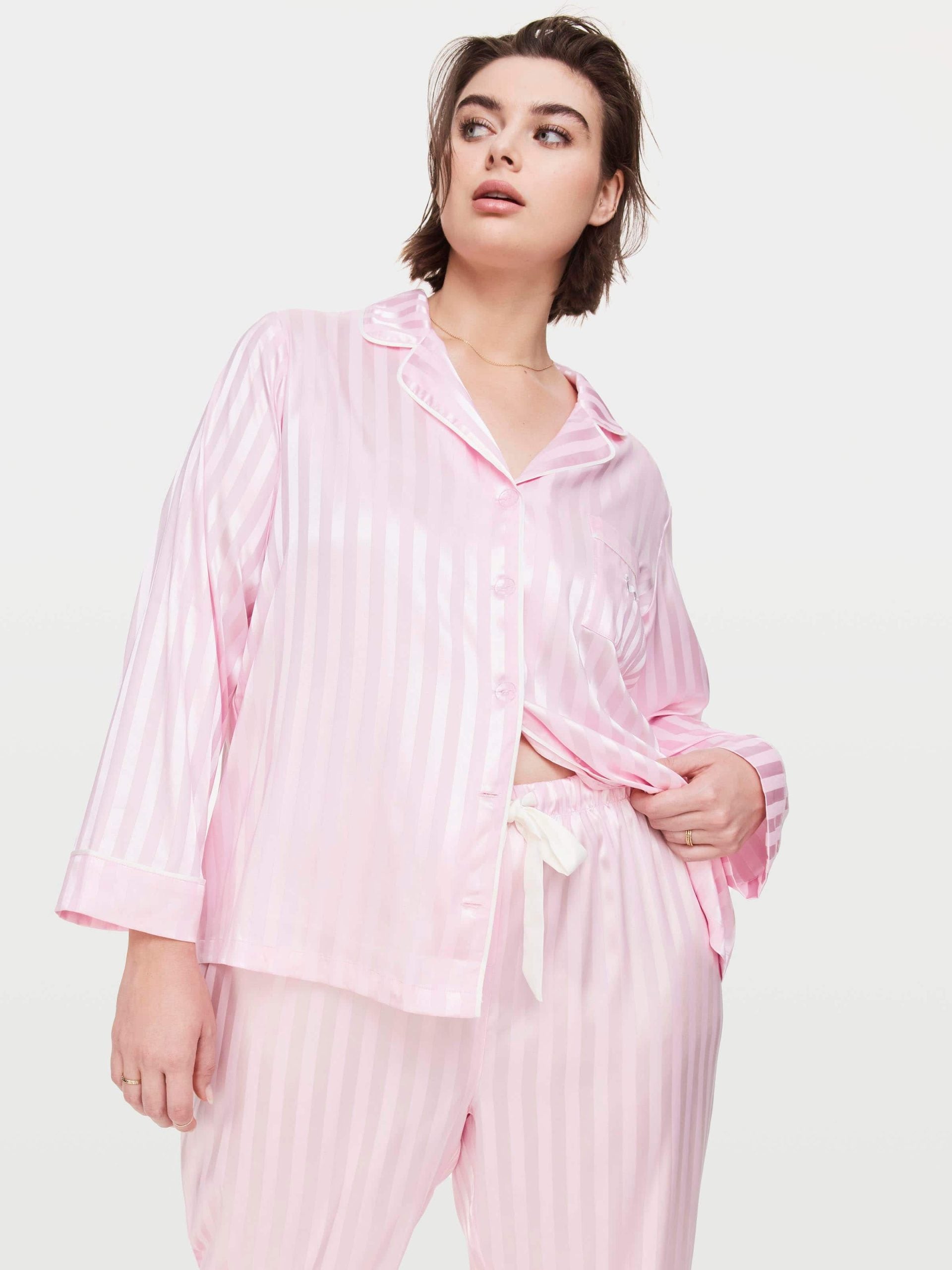 P.A. Plus Long Pink Chic Stripe Pj Set Pink