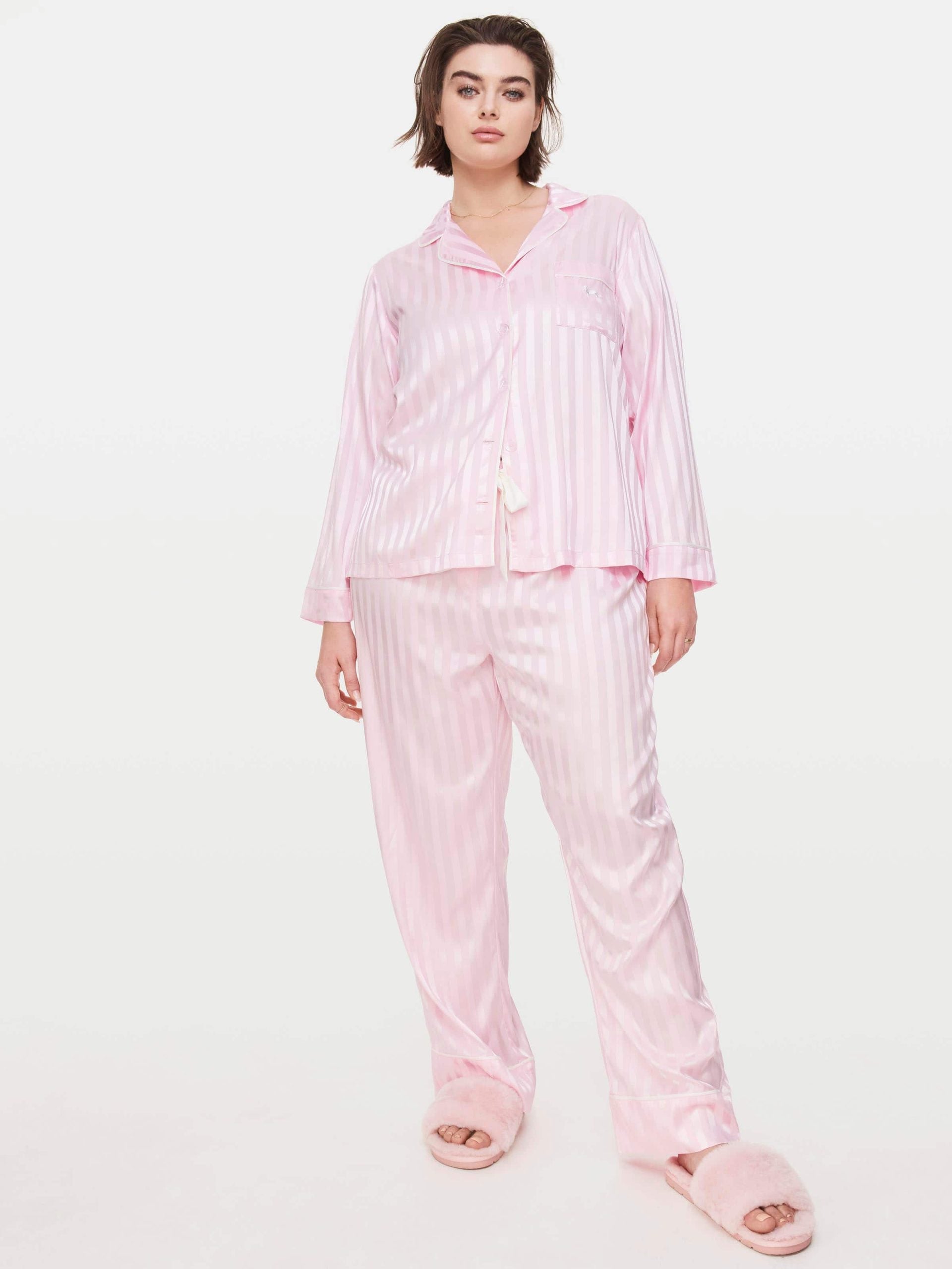 P.A. Plus Long Pink Chic Stripe Pj Set Pink