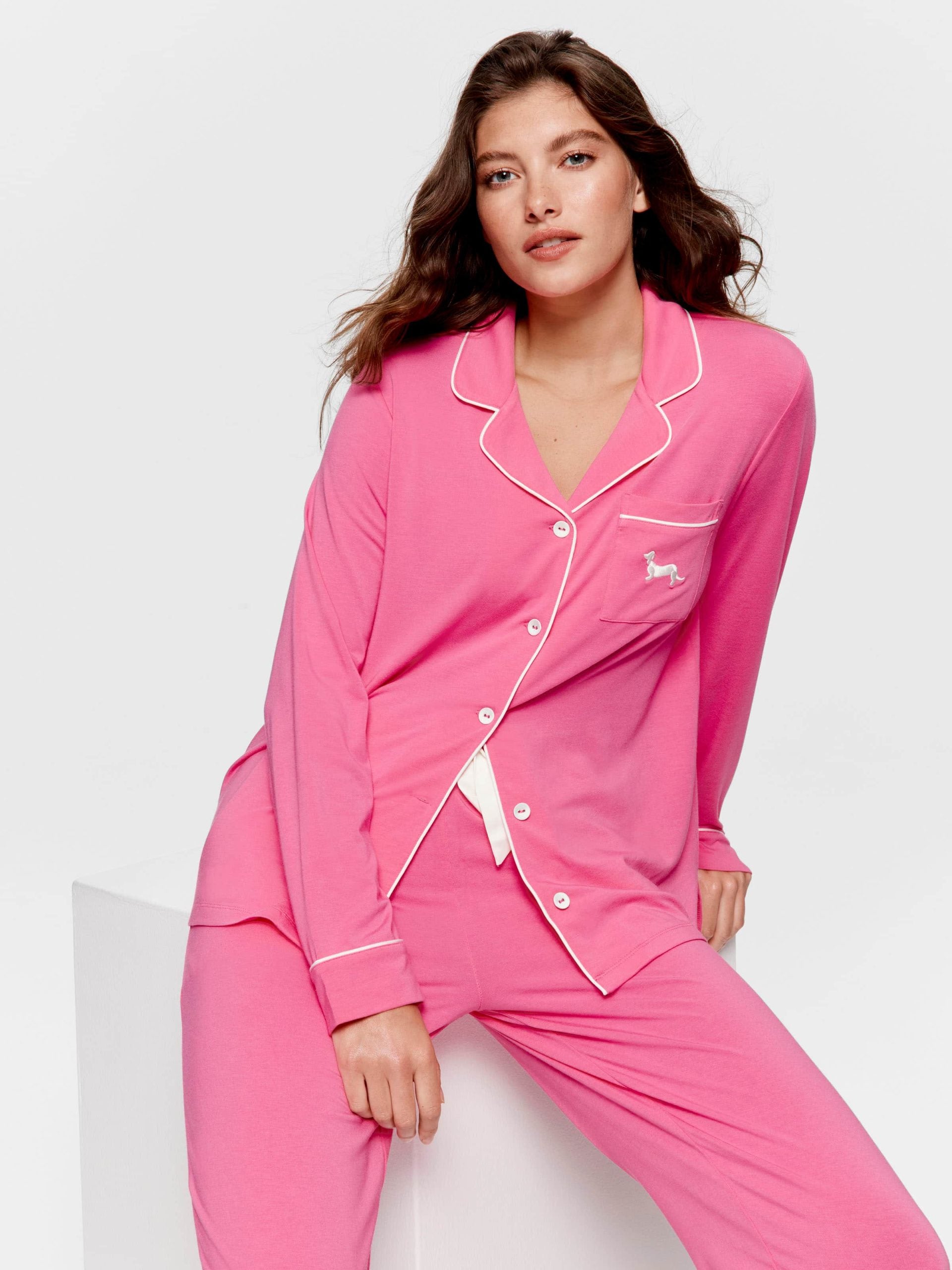 Hot Pink Bamboo Jersey Long Pj Set pink