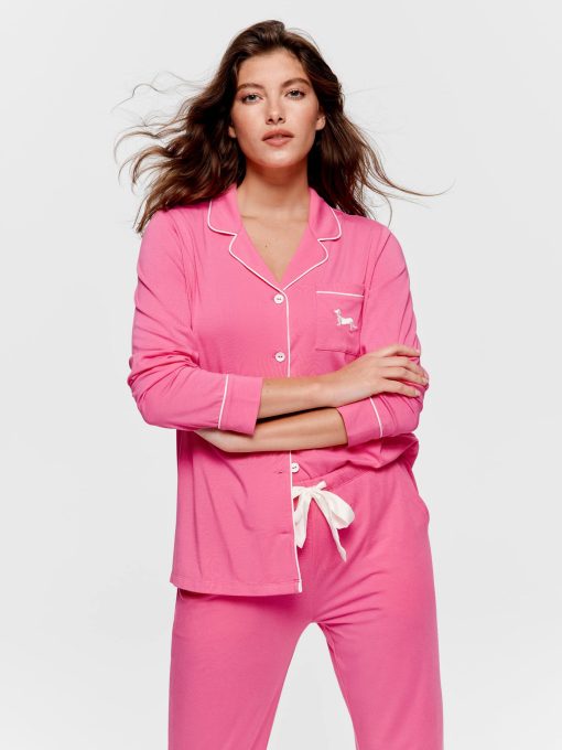 Hot Pink Bamboo Jersey Long Pj Set pink