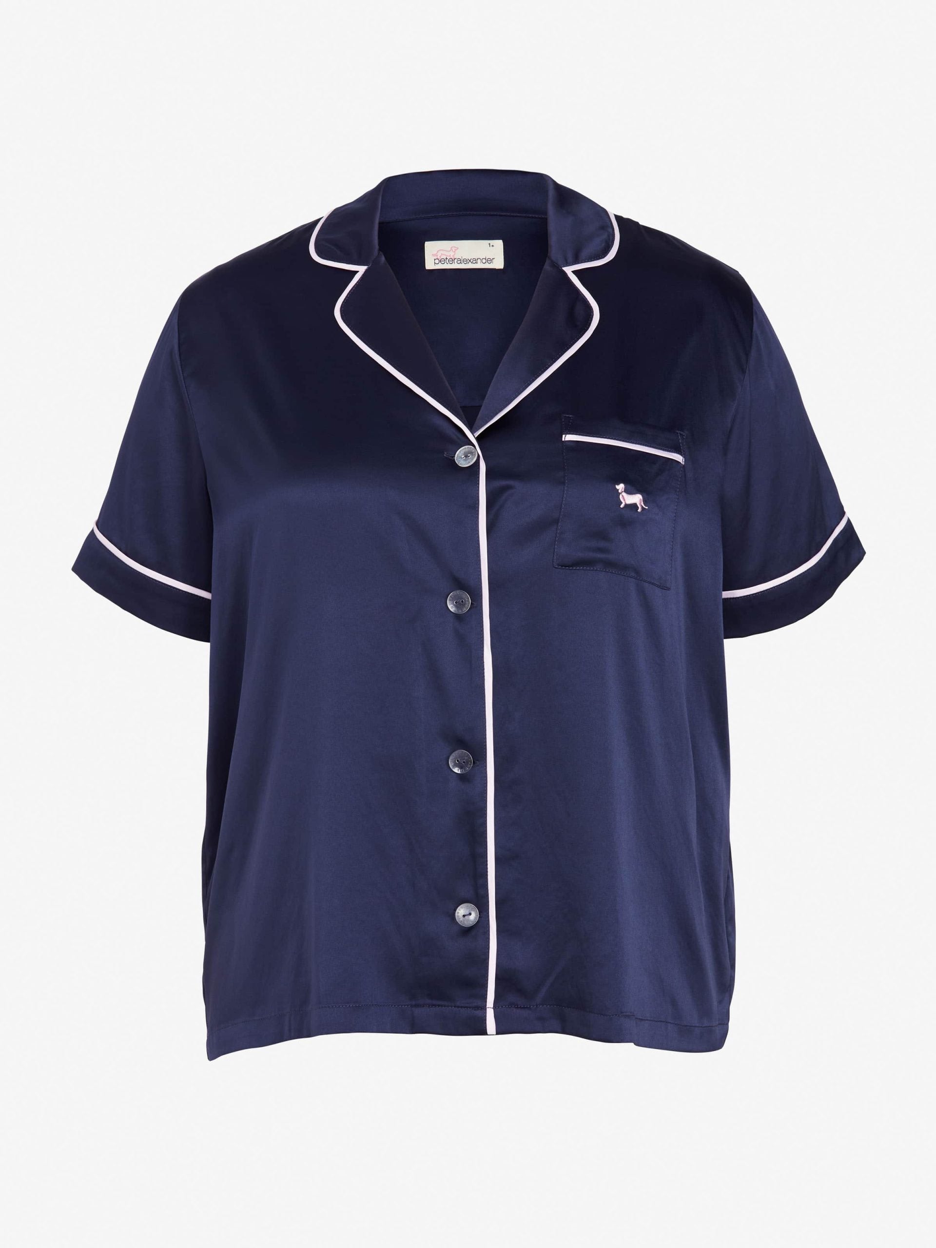 P.A. Plus Navy Tux Luxe Satin Short Sleeve Shirt Navy