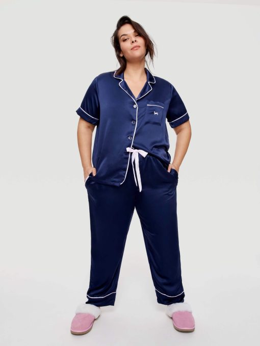 P.A. Plus Navy Tux Luxe Satin Pj Pant Navy