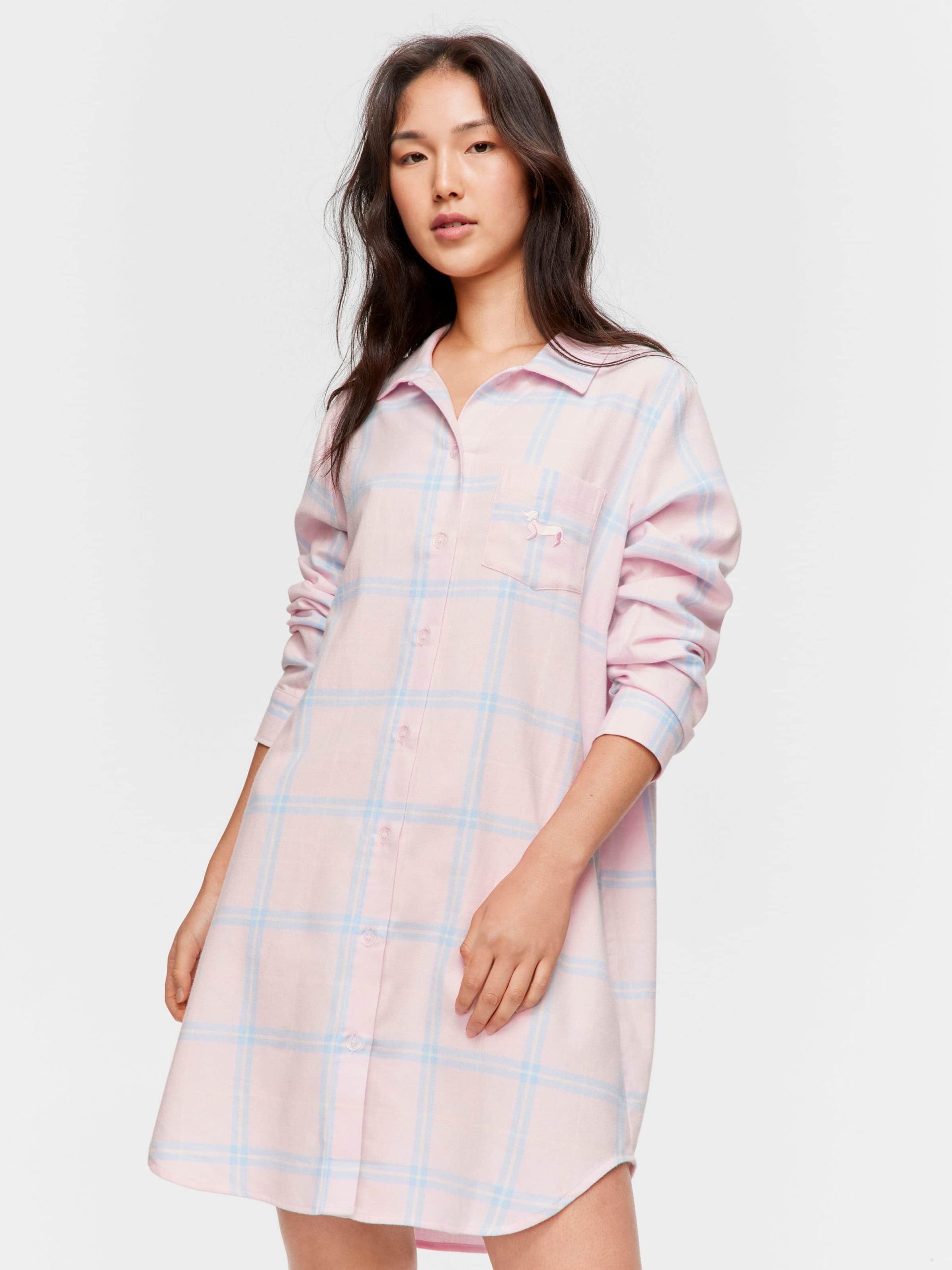 Pink Check Flannelette Nightshirt multi
