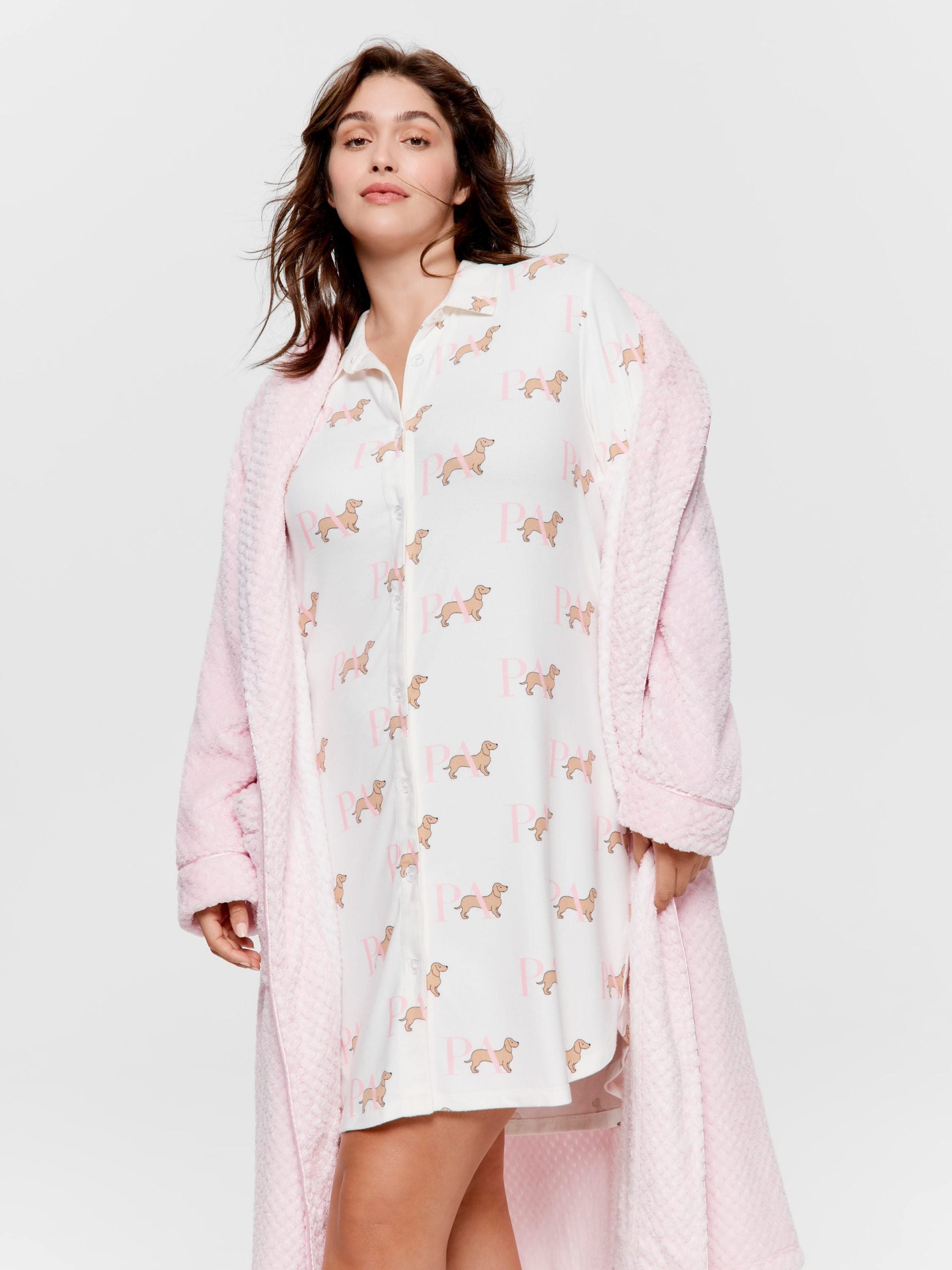 P.A. Plus Penny Short Sleeve Plush Nightshirt Multi