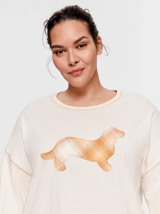 P.A. Plus Contrast Penny Oversized Long Sleeve Top Oatmeal