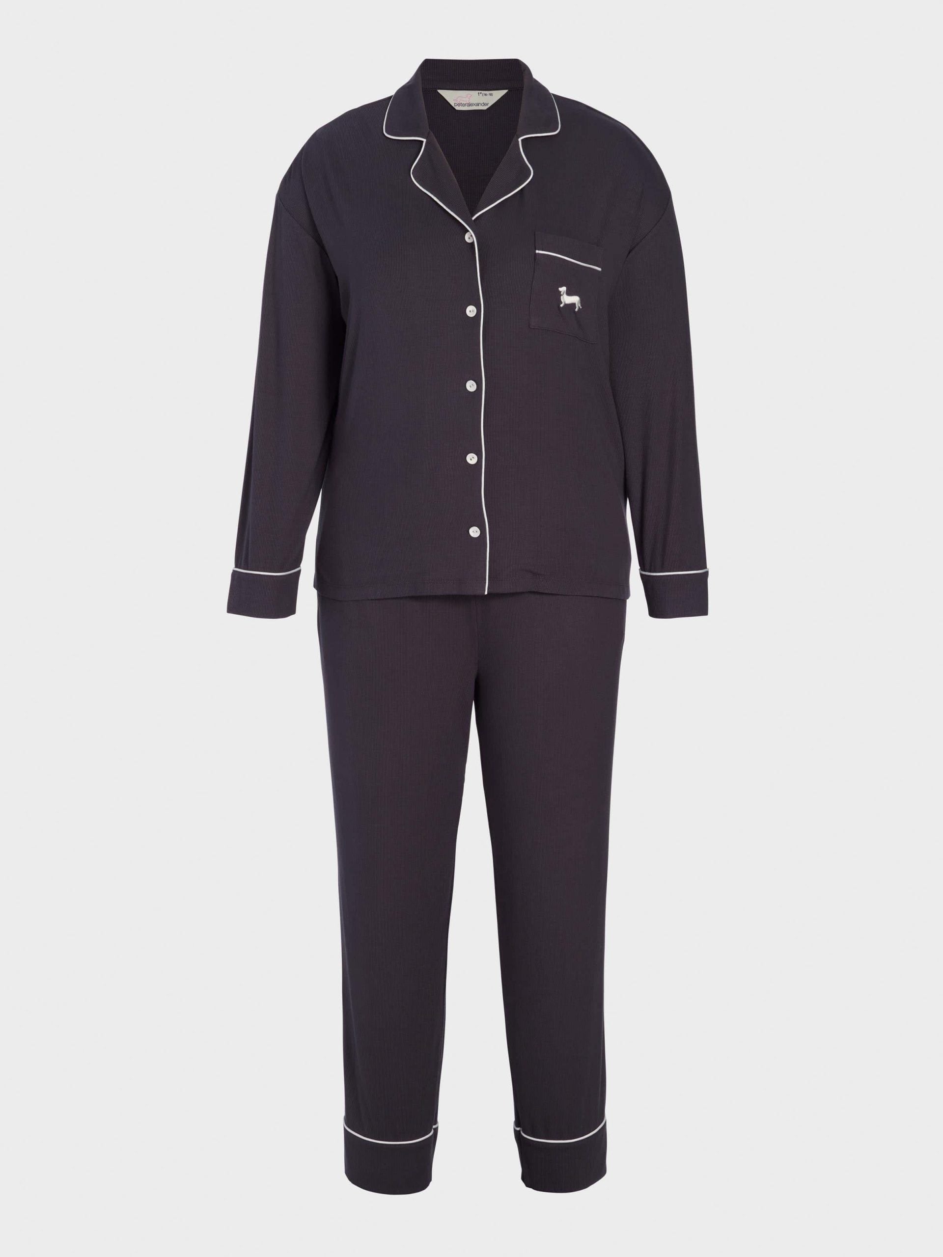 P.A. Plus Charcoal Bamboo Rib Long Pj Set Charcoal