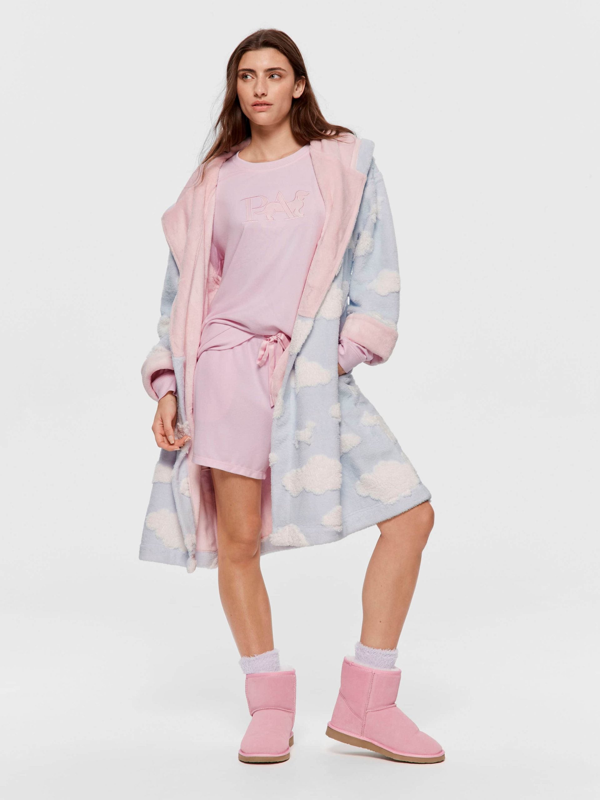 Fluffy Cloud Hooded Gown multi