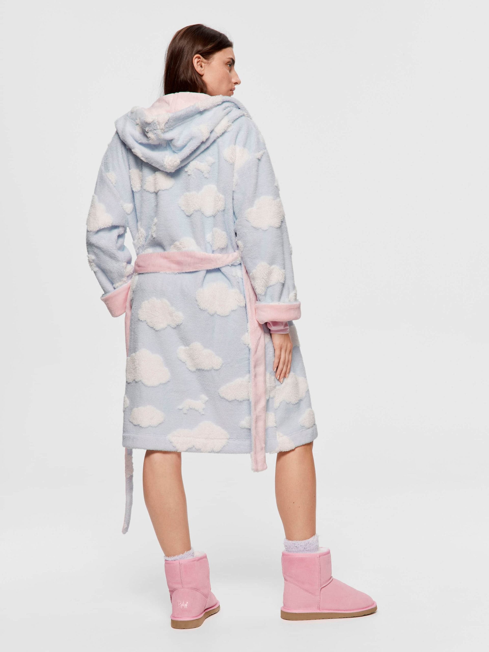 Fluffy Cloud Hooded Gown multi