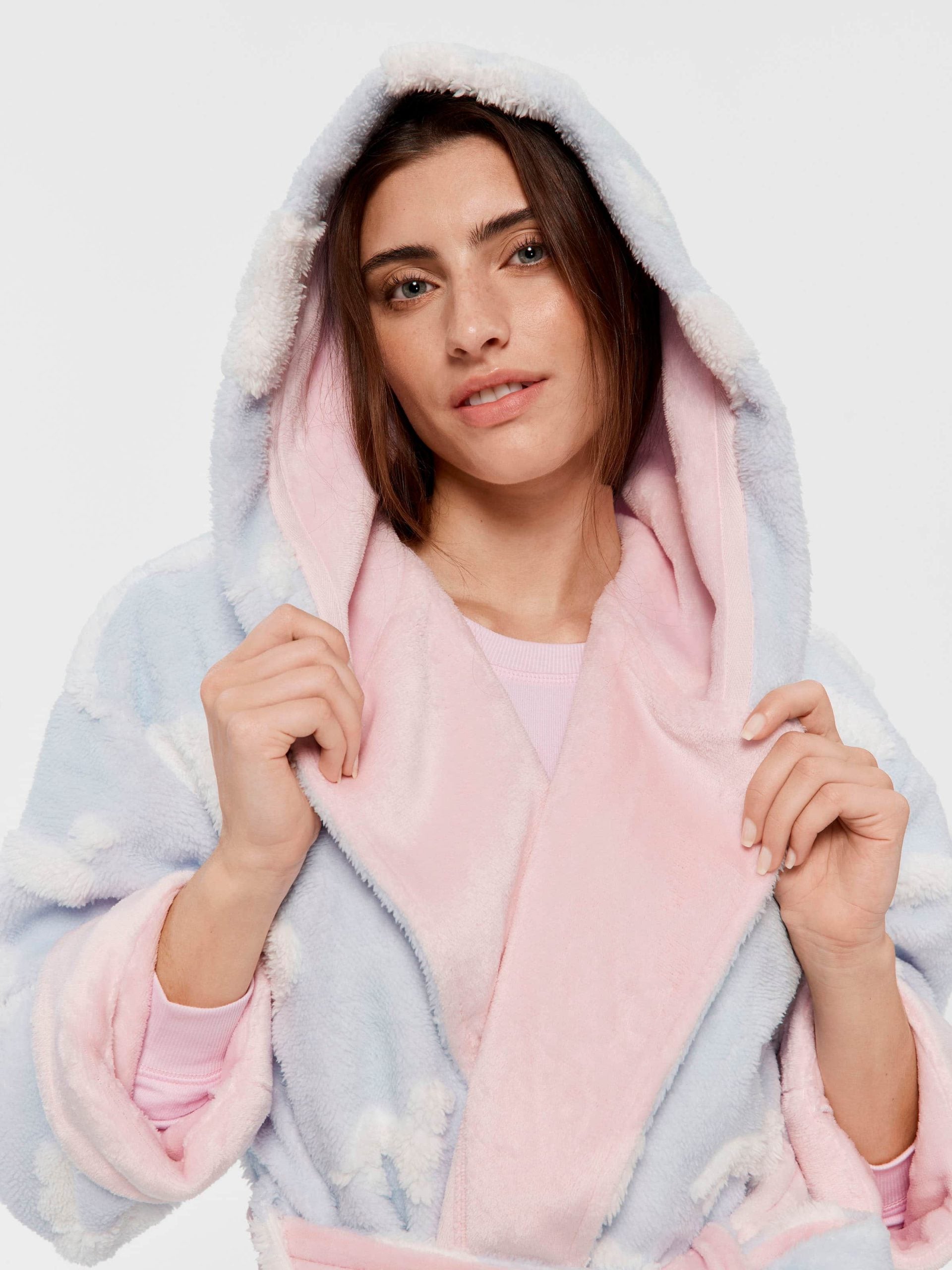 Fluffy Cloud Hooded Gown multi