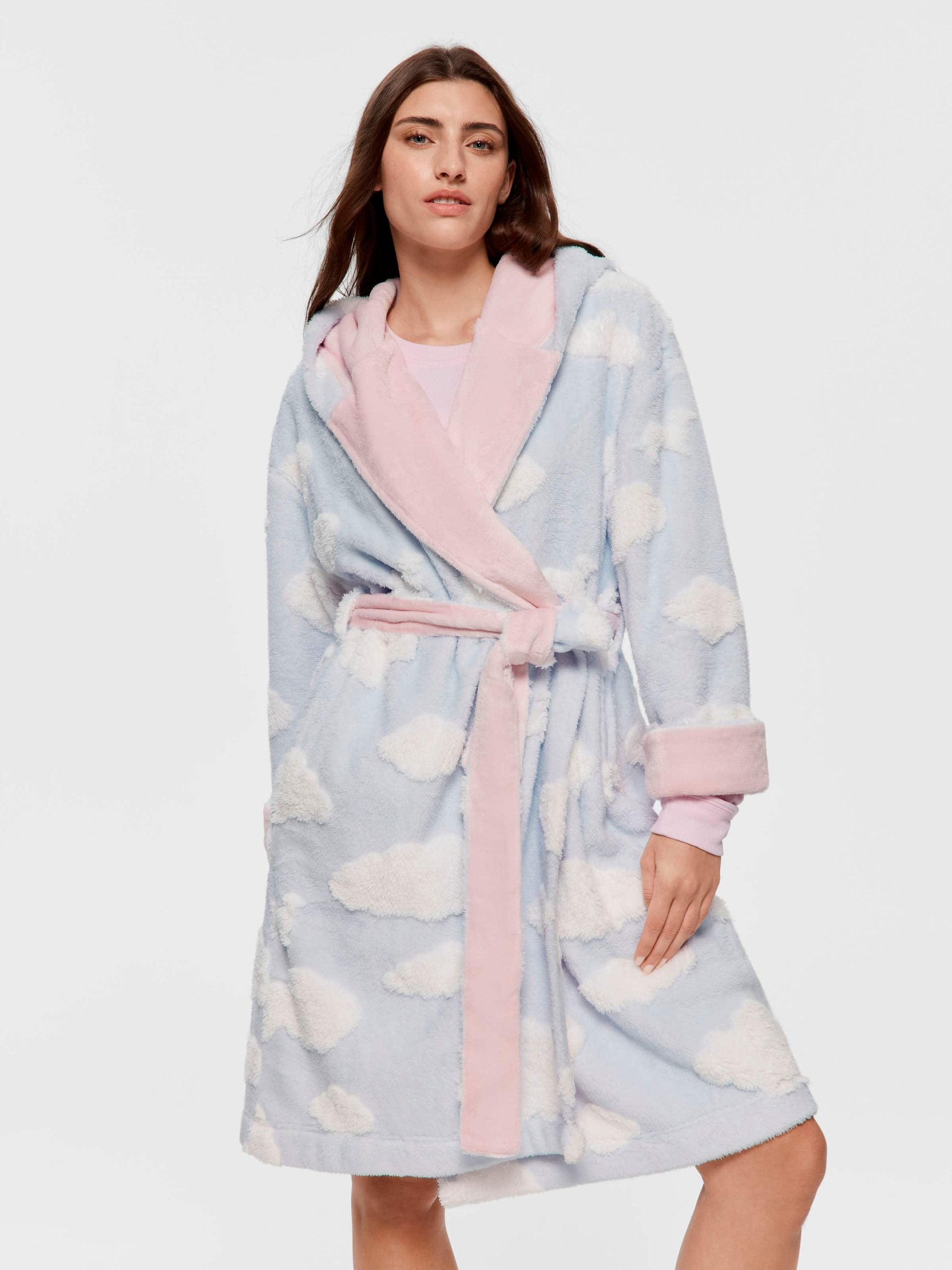 Fluffy Cloud Hooded Gown multi