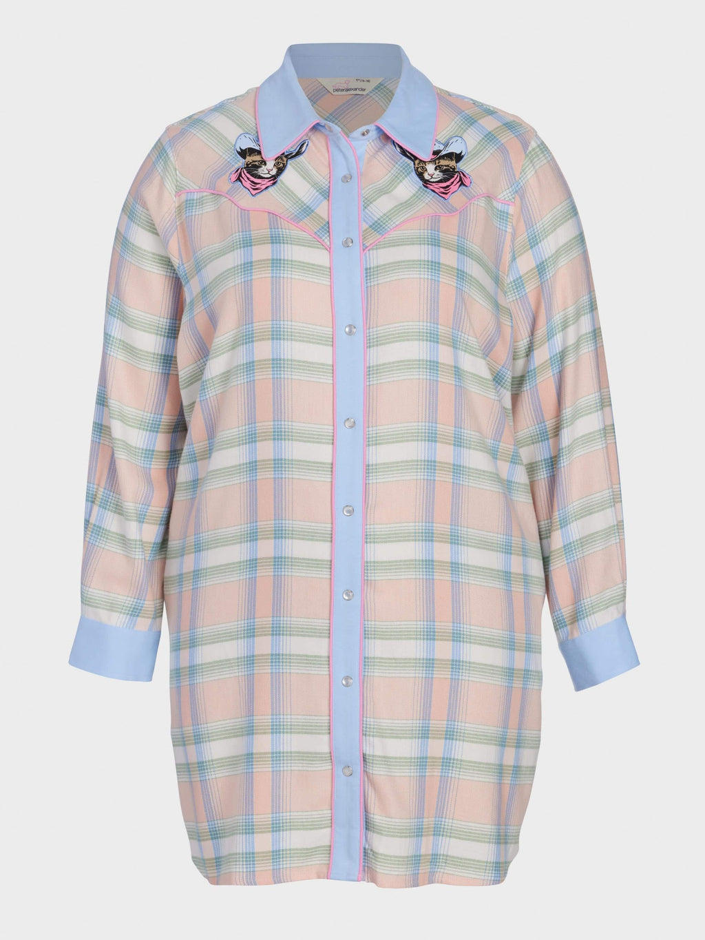 P.A. Plus Cowboy Kitty Long Sleeve Flannelette Nightshirt Multi