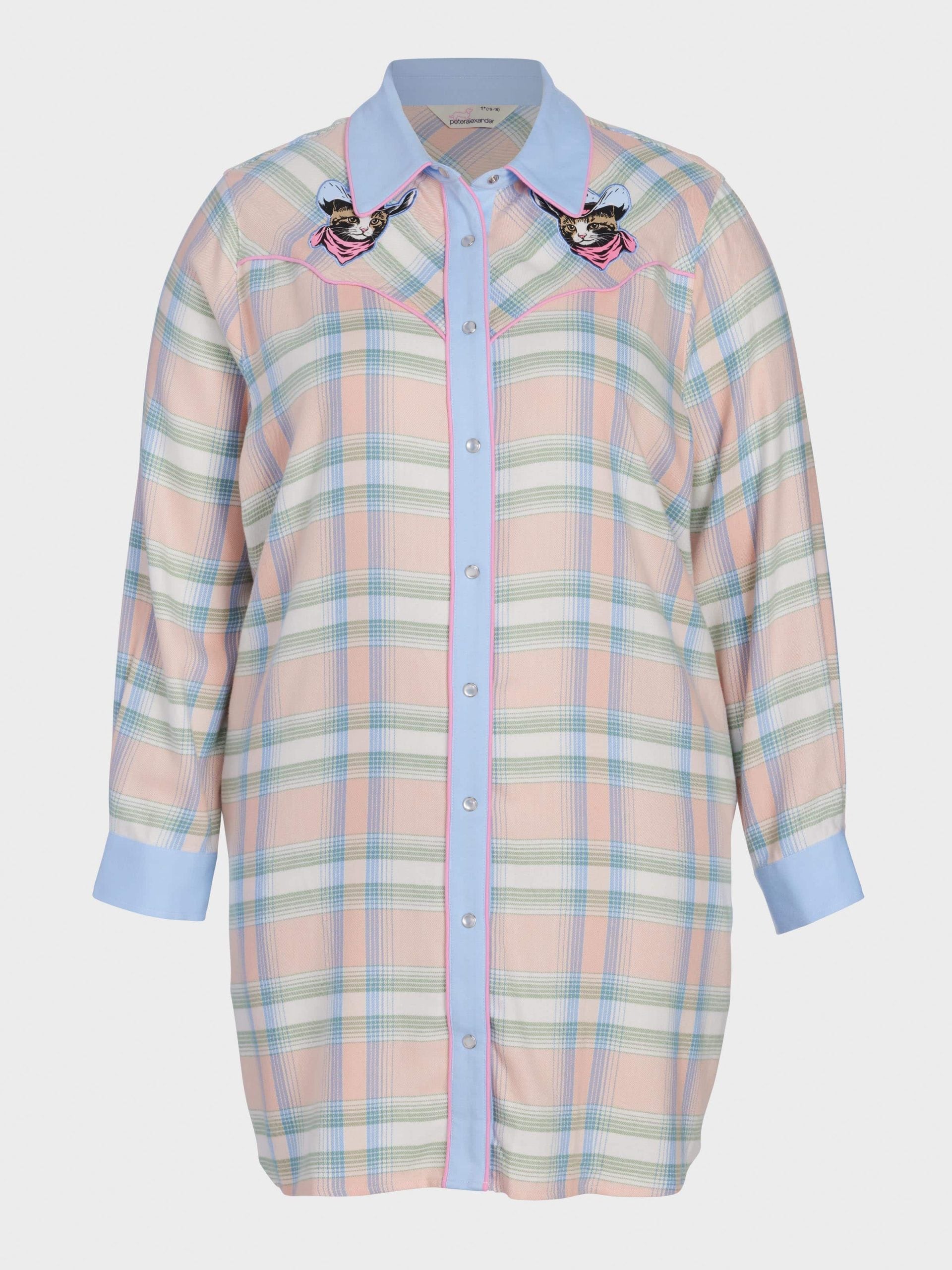 P.A. Plus Cowboy Kitty Long Sleeve Flannelette Nightshirt Multi