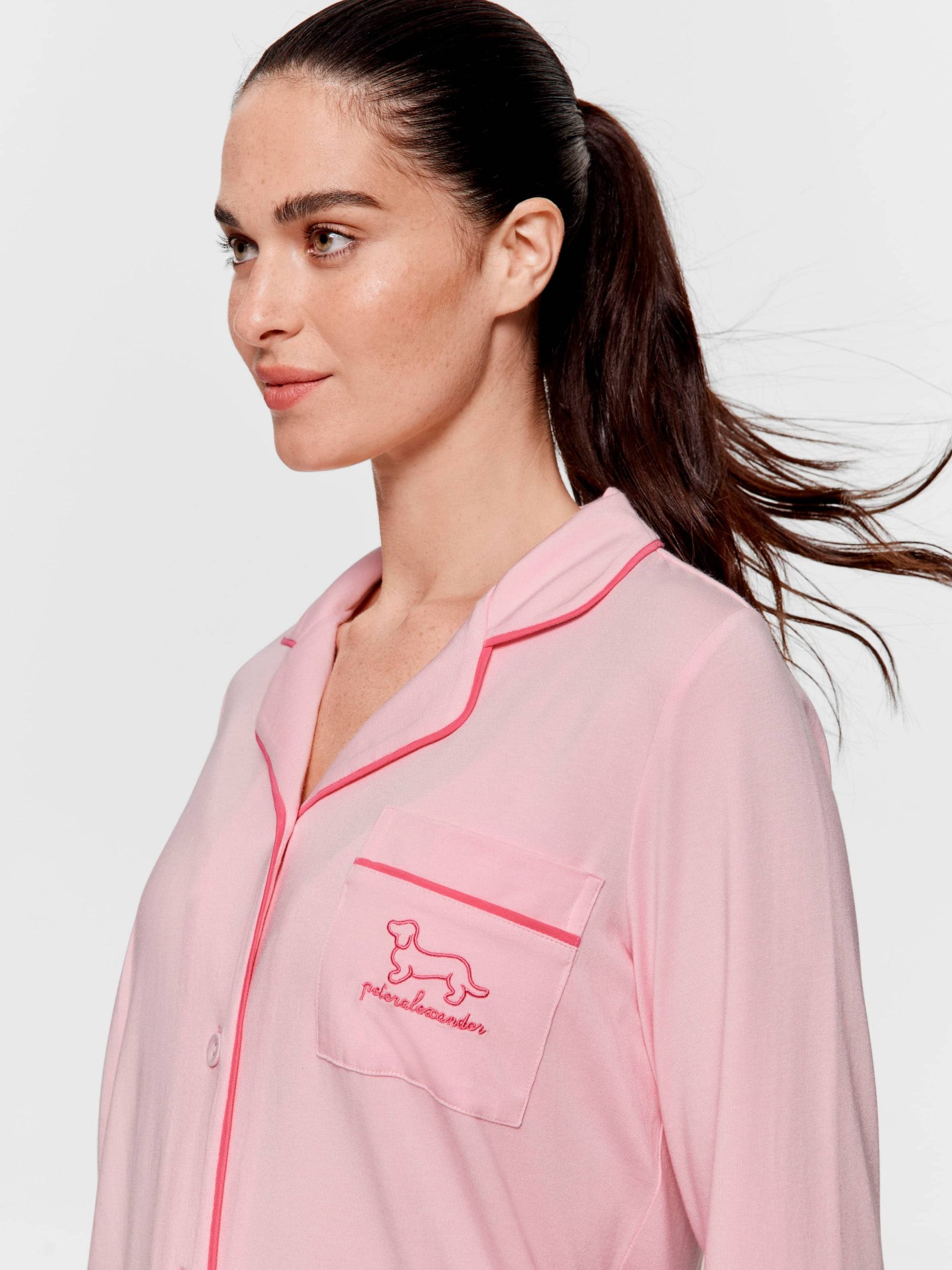 Super Soft Pink Bamboo Knit Long Sleeve Nightshirt Pink