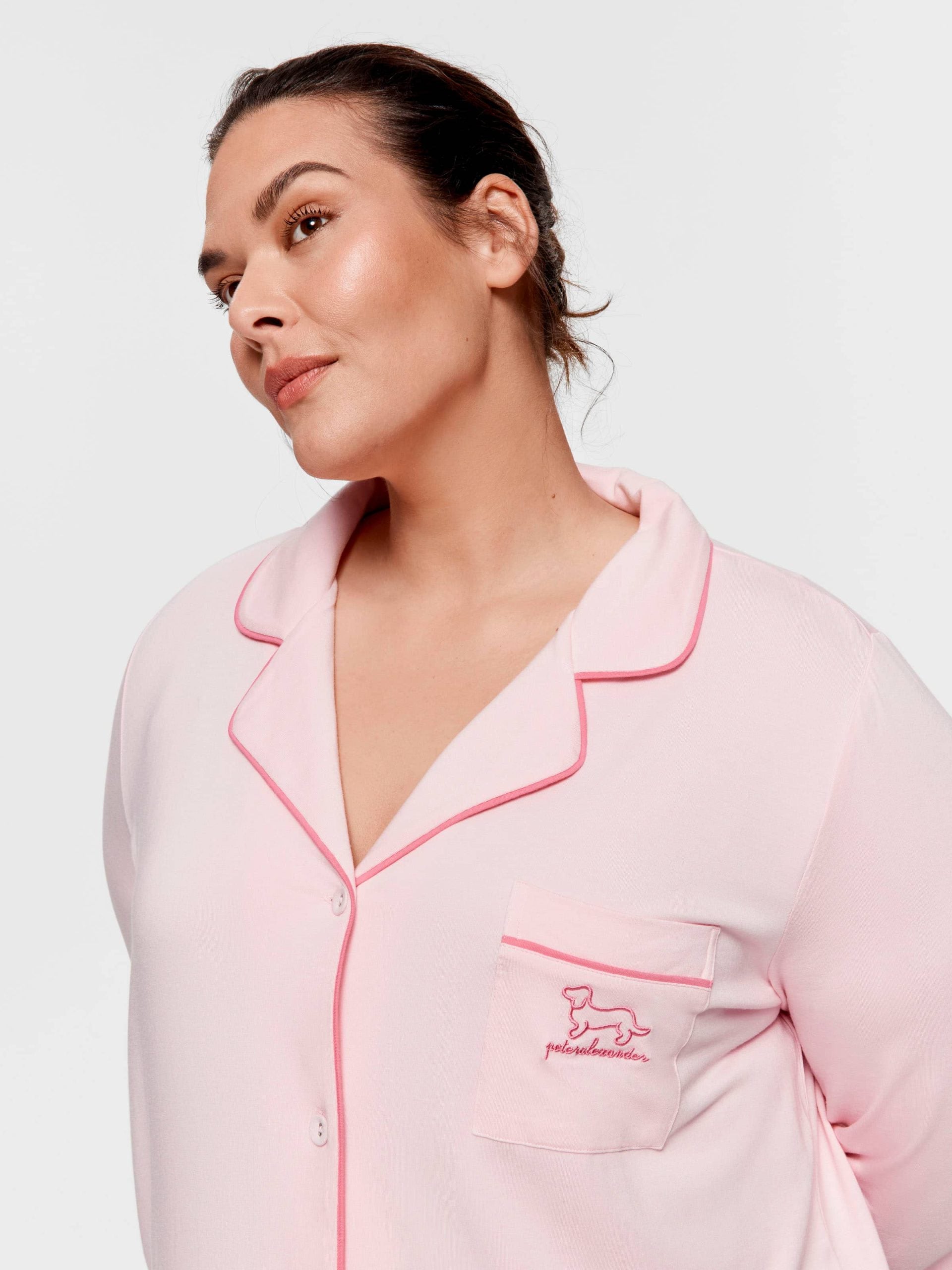 P.A. Plus Super Soft Pink Bamboo Knit Long Sleeve Nightshirt Pink