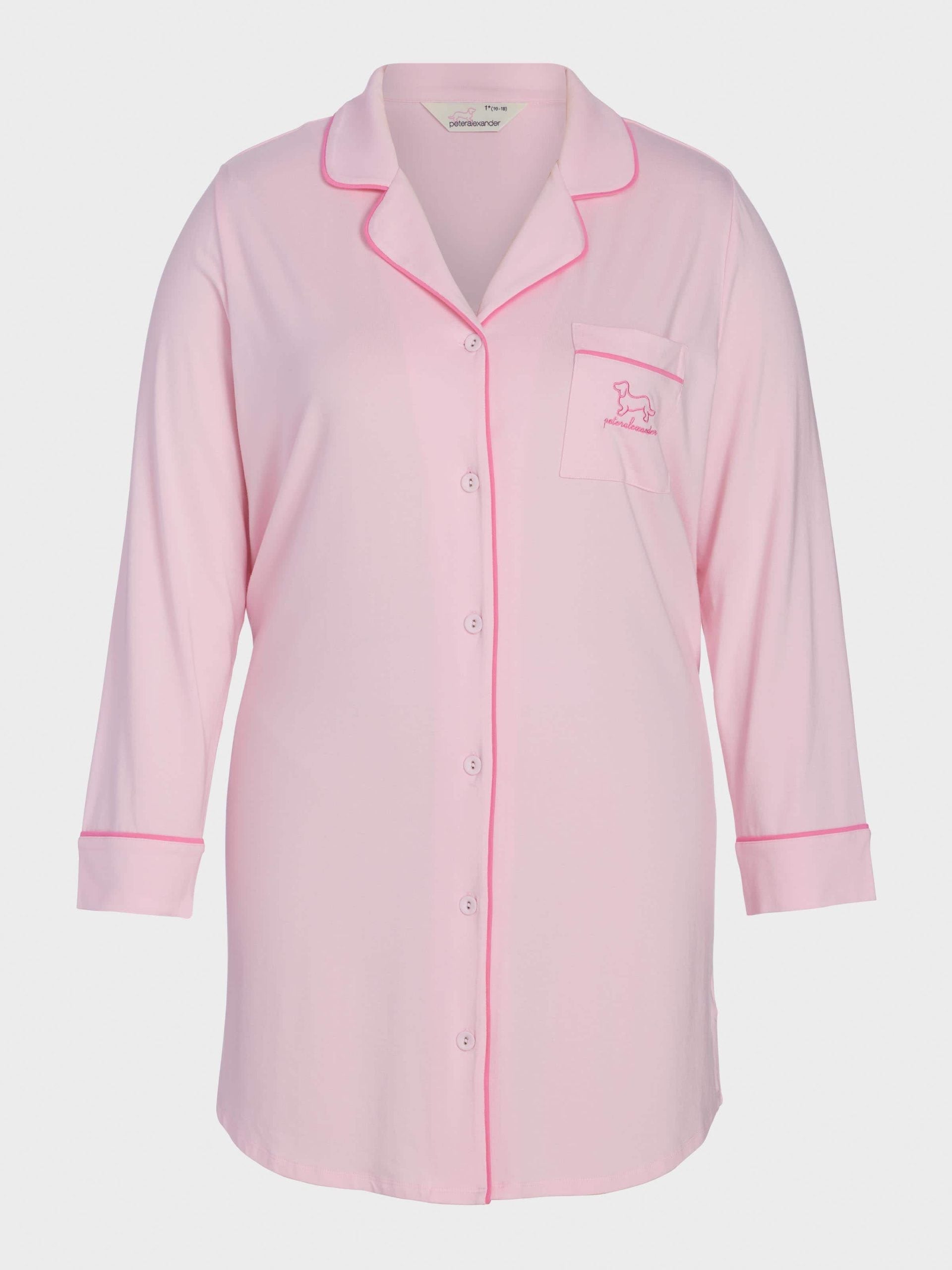 P.A. Plus Super Soft Pink Bamboo Knit Long Sleeve Nightshirt Pink
