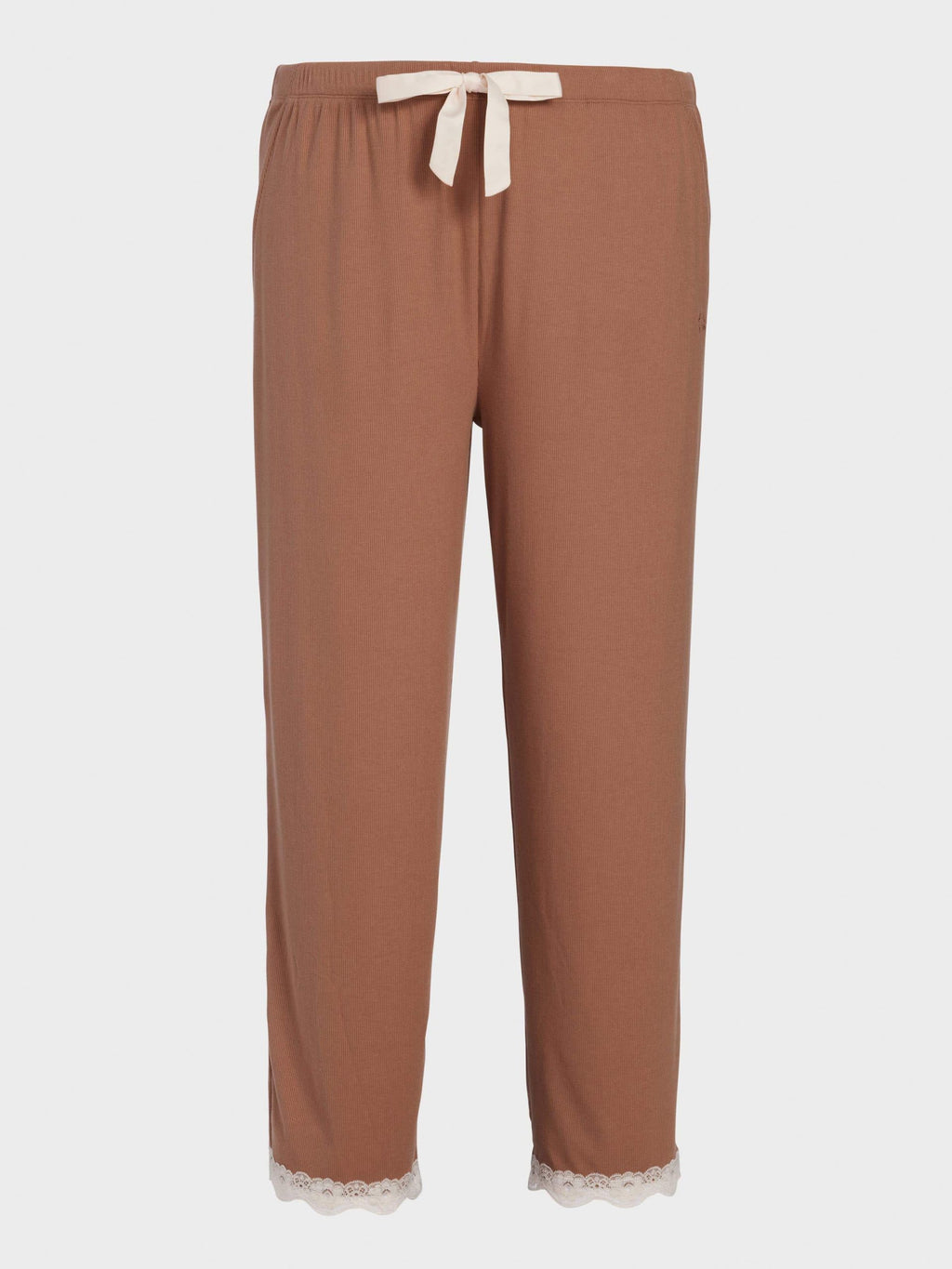 P.A. Plus Brown Bamboo Rib Straight Leg Pj Pant Brown
