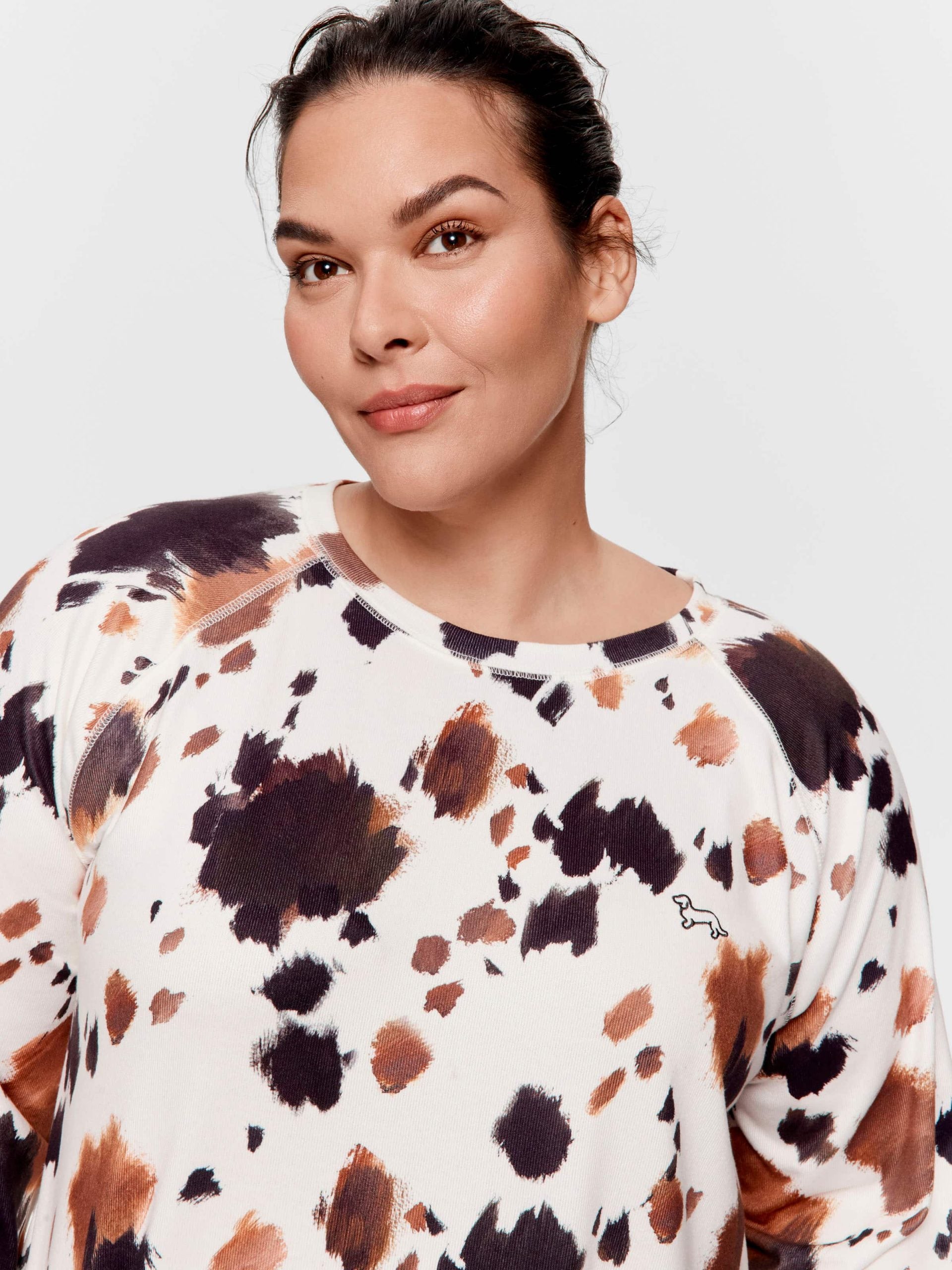 P.A. Plus Cow Plush Oversized Long Sleeve Top Multi