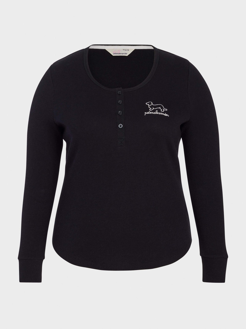 P.A. Plus Black Waffle Henley Long Sleeve Top Black