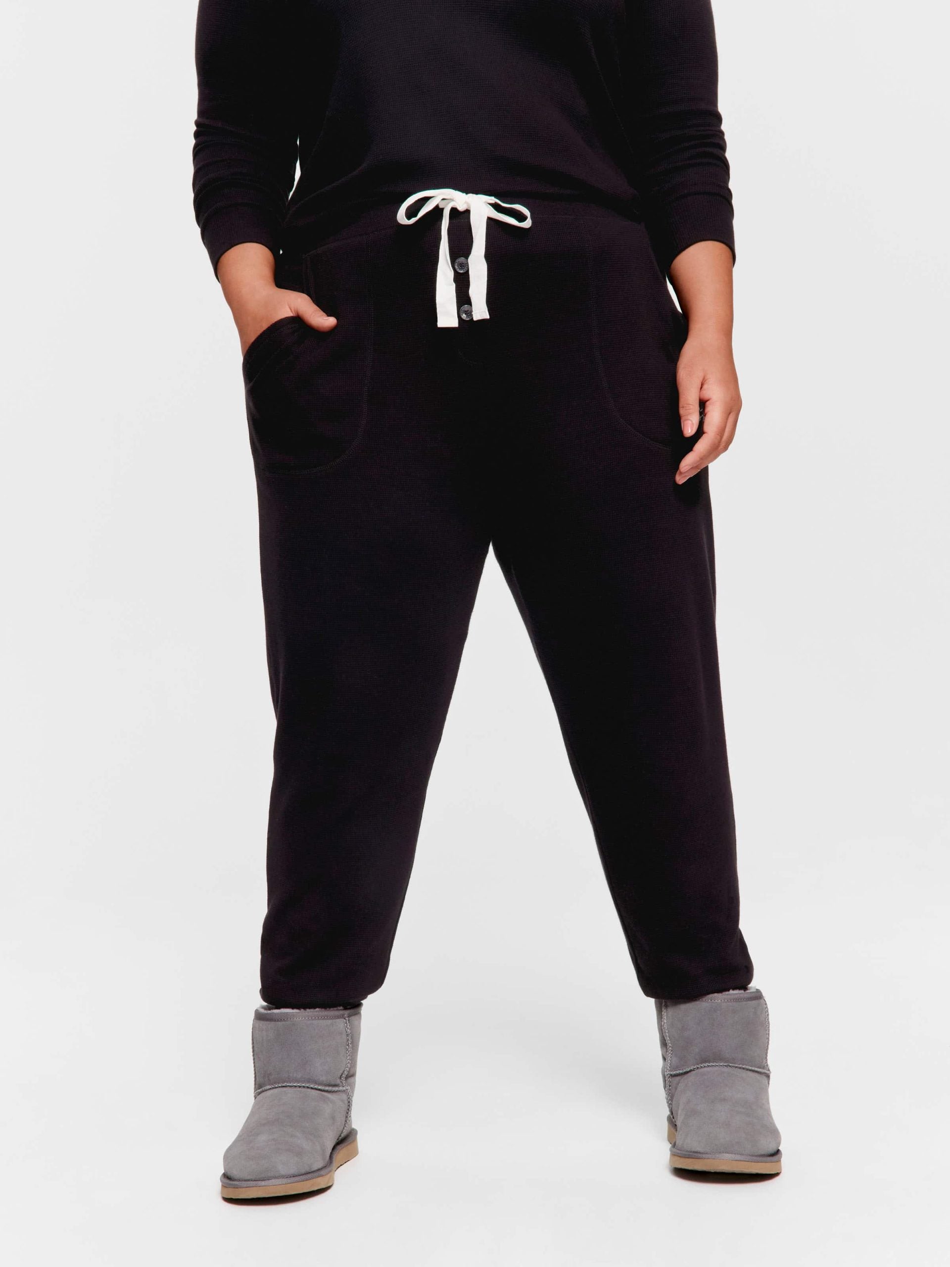P.A. Plus Black Waffle Easy Pj Pant Black