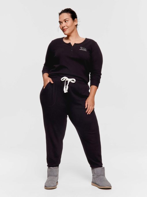 P.A. Plus Black Waffle Easy Pj Pant Black