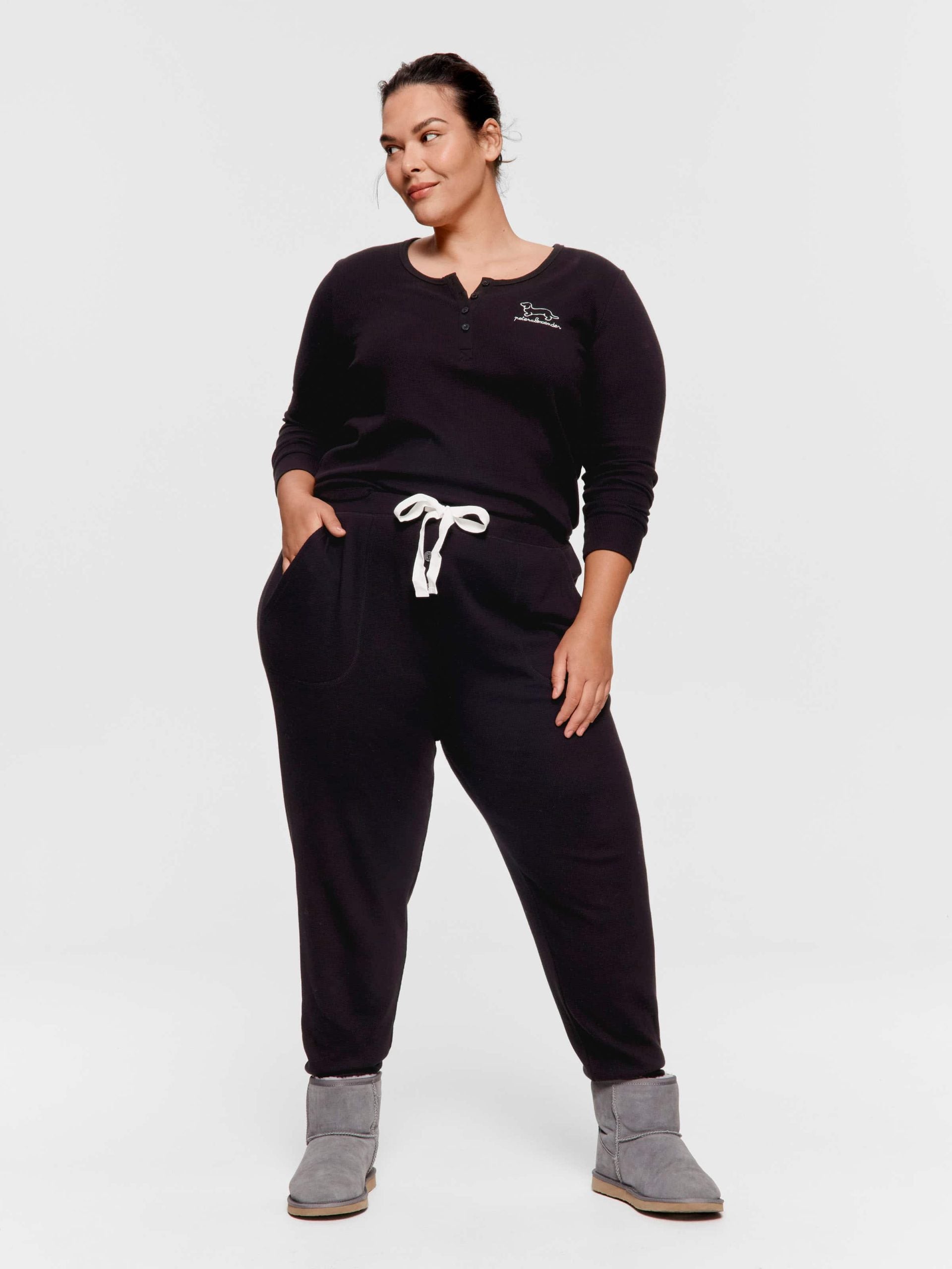 P.A. Plus Black Waffle Easy Pj Pant Black
