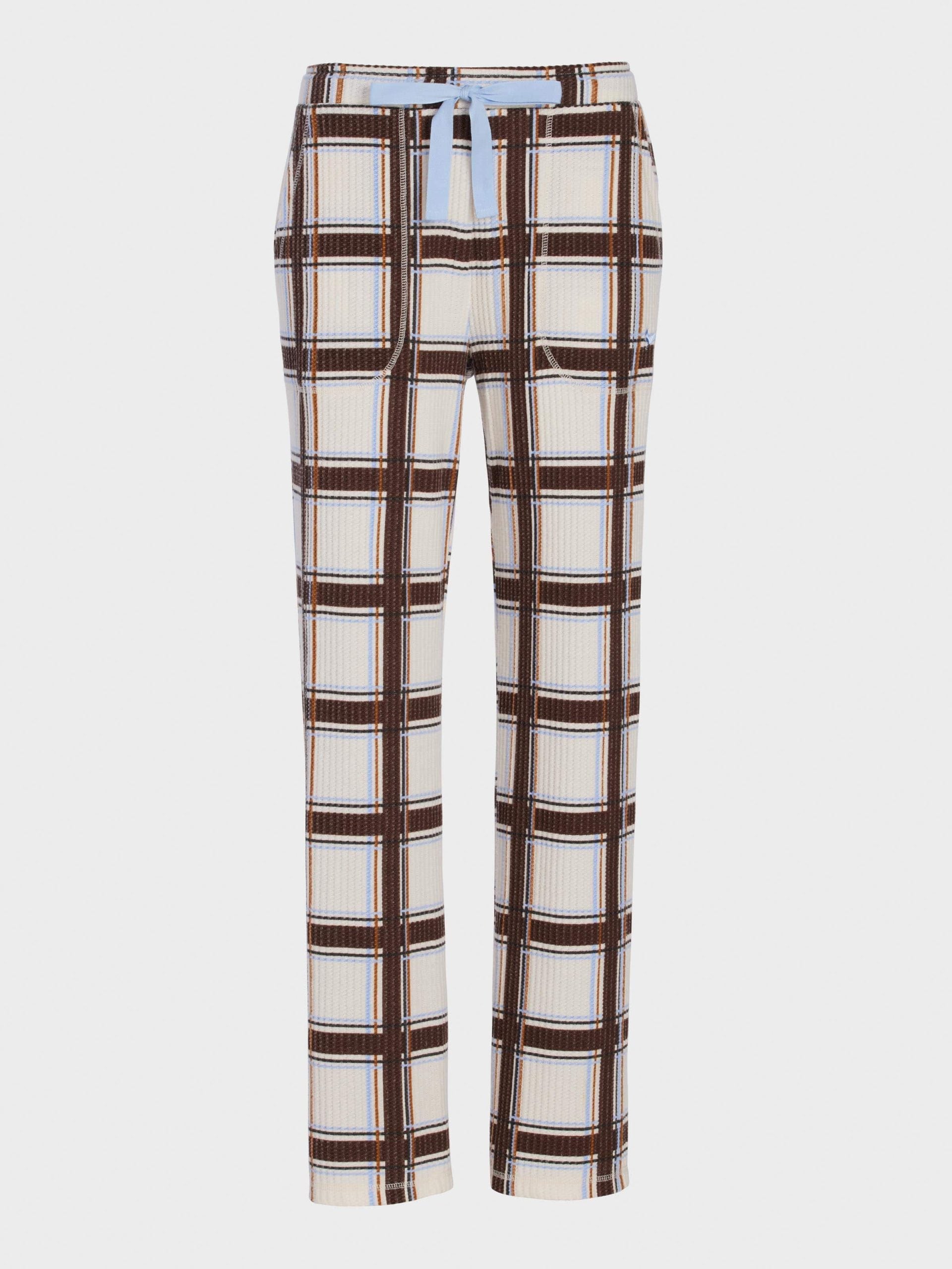 Brushed Waffle Check Wide Leg Pj Pant Multi