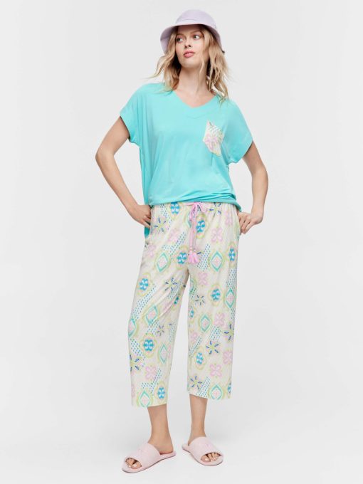 Pastel Printed 3/4 Pj Pant multi