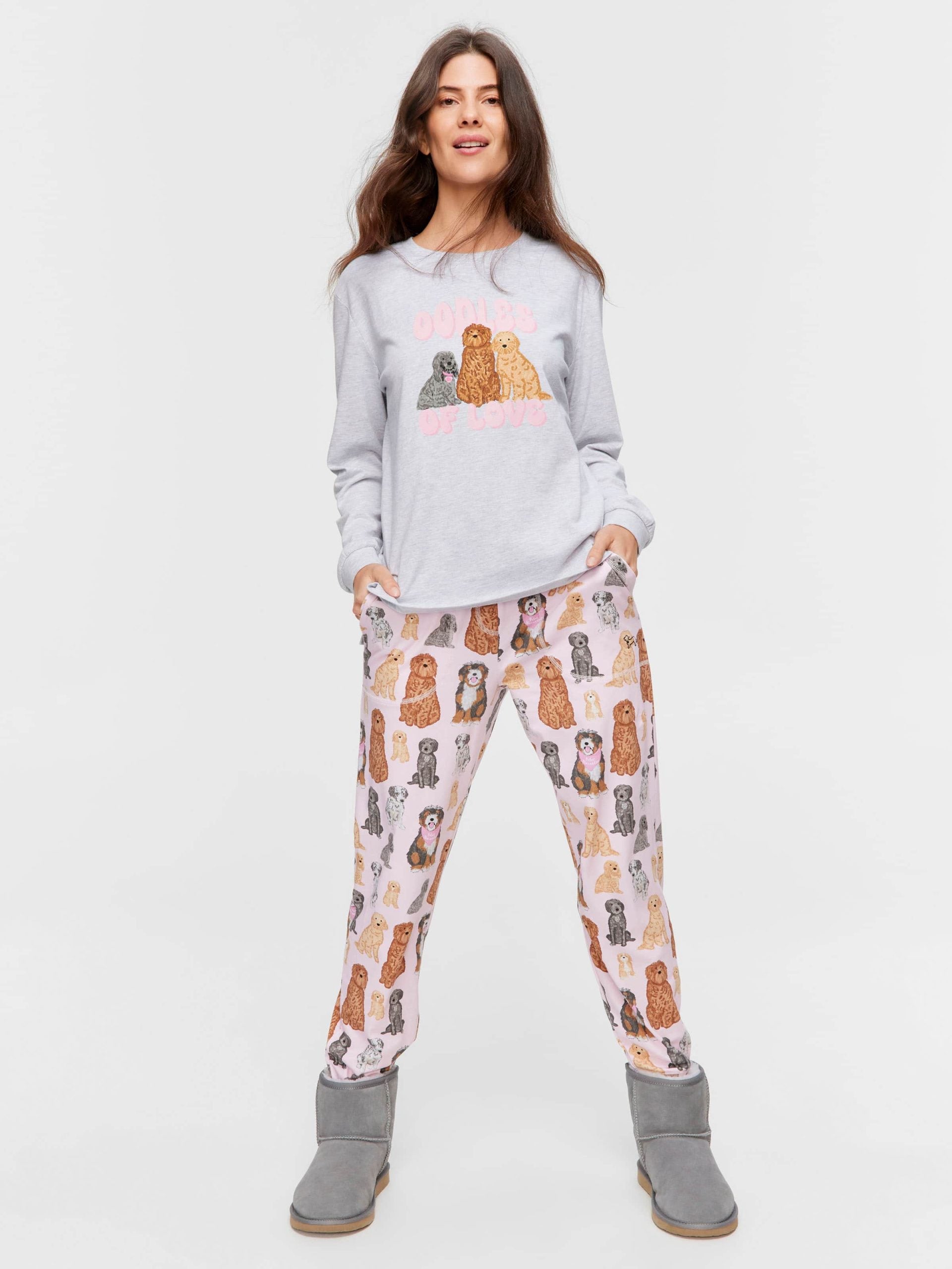 Groodle Oversized Long Sleeve Top Grey Marle