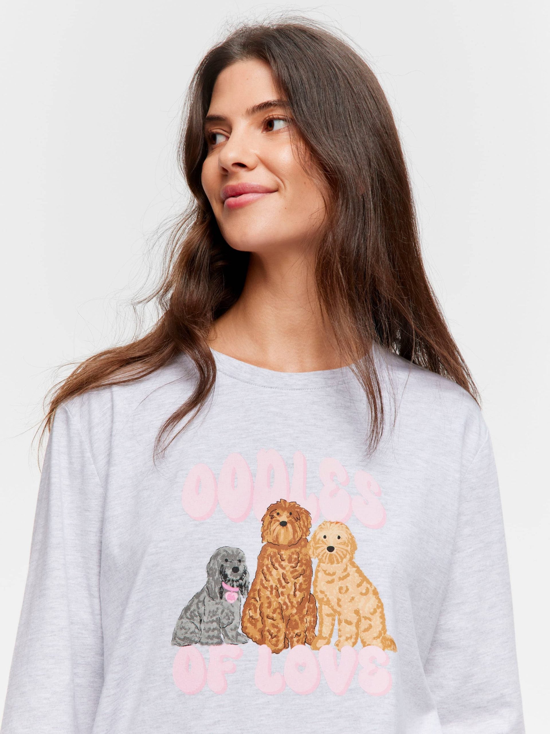 Groodle Oversized Long Sleeve Top Grey Marle