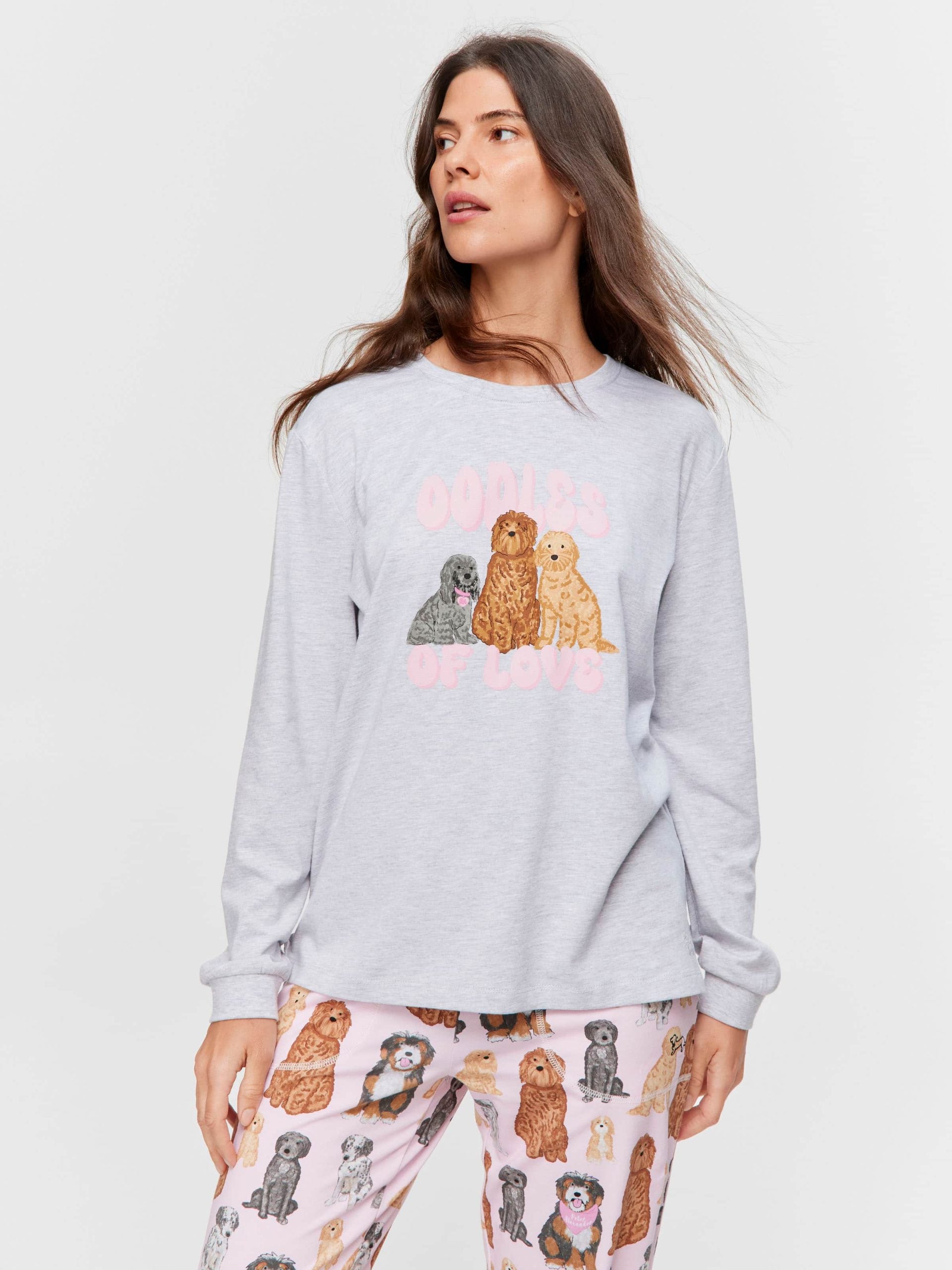 Groodle Oversized Long Sleeve Top Grey Marle