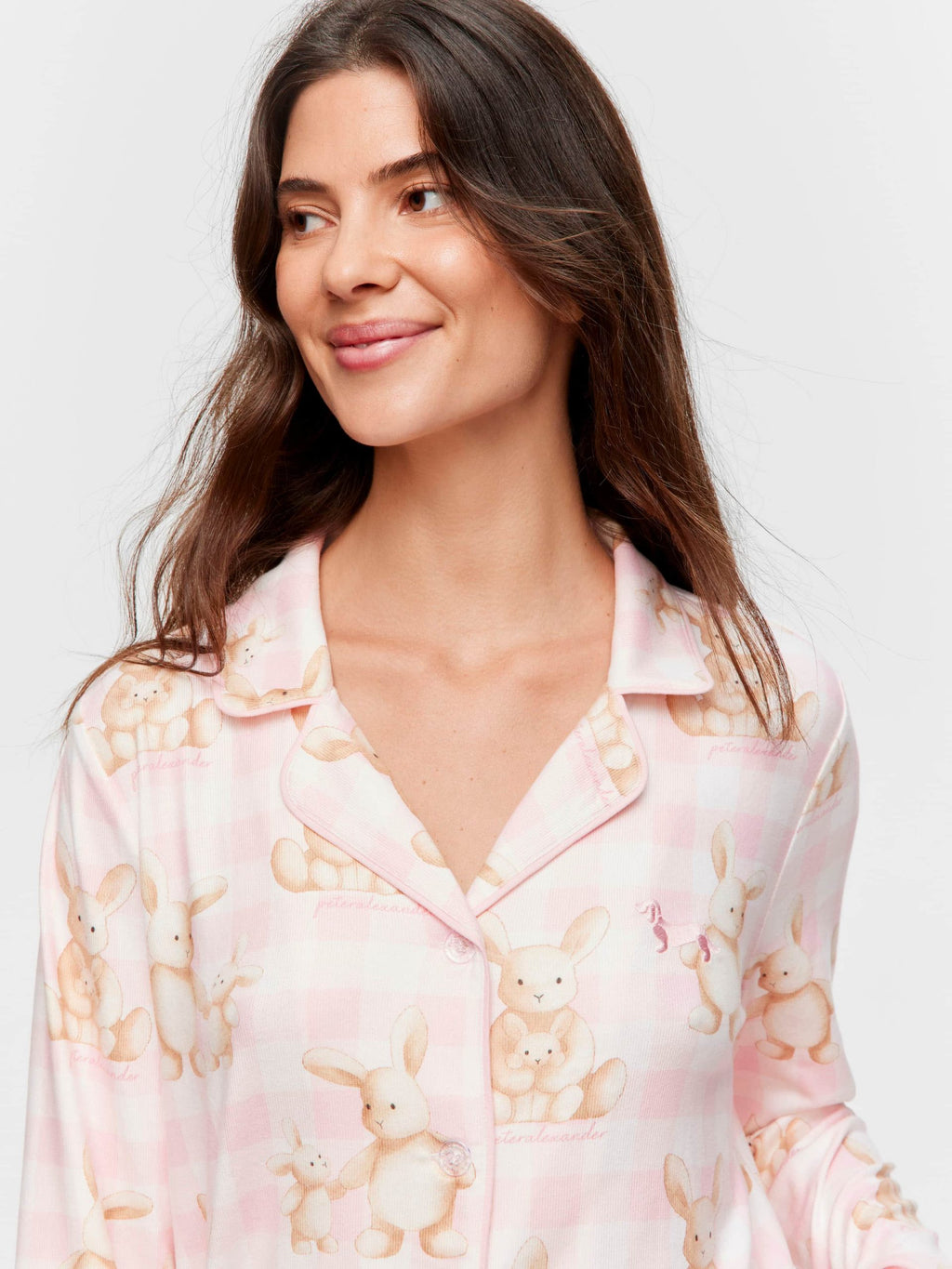 Soft Bunny Plush Long Classic Pj Set multi