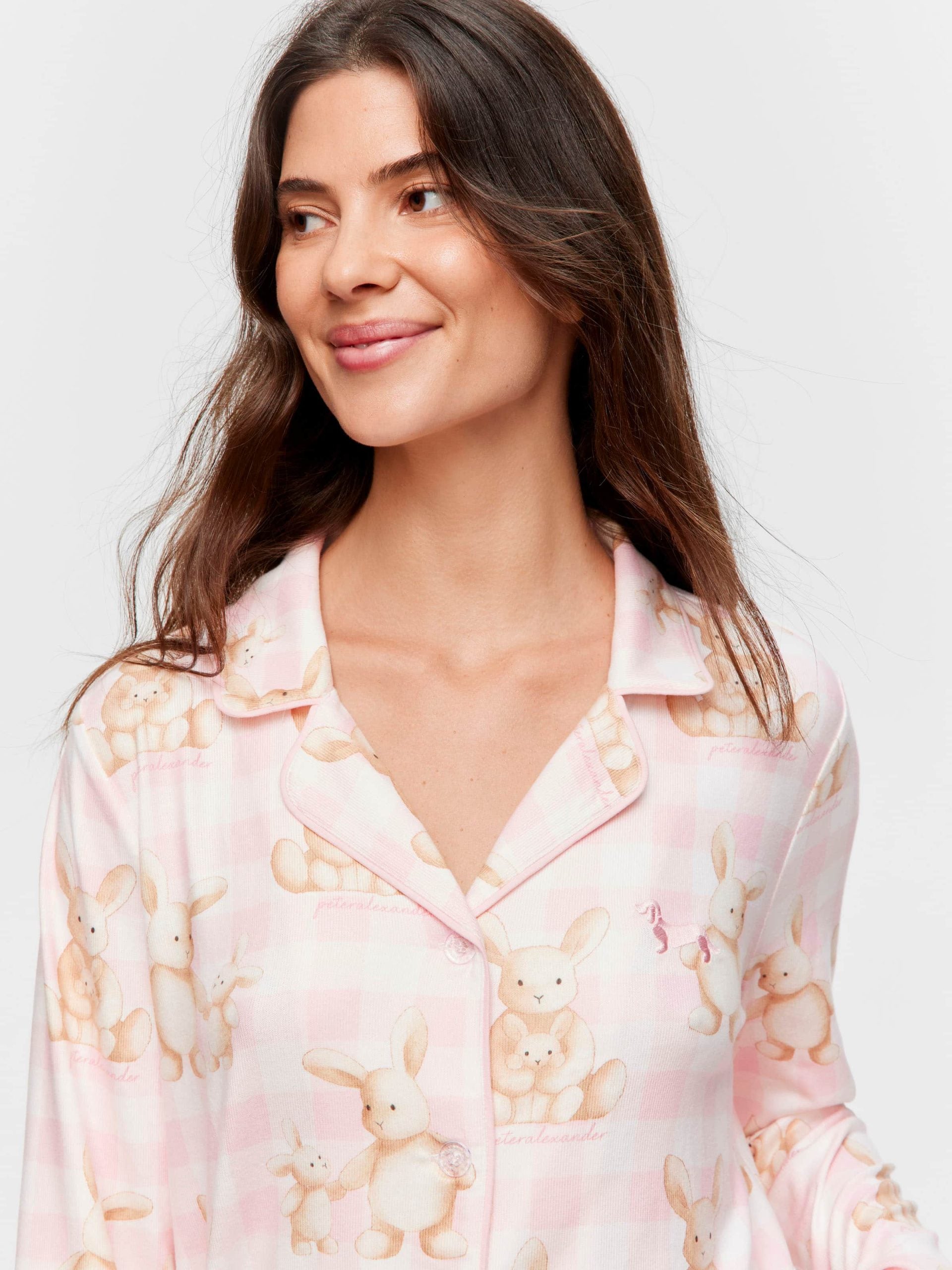 Soft Bunny Plush Long Classic Pj Set multi