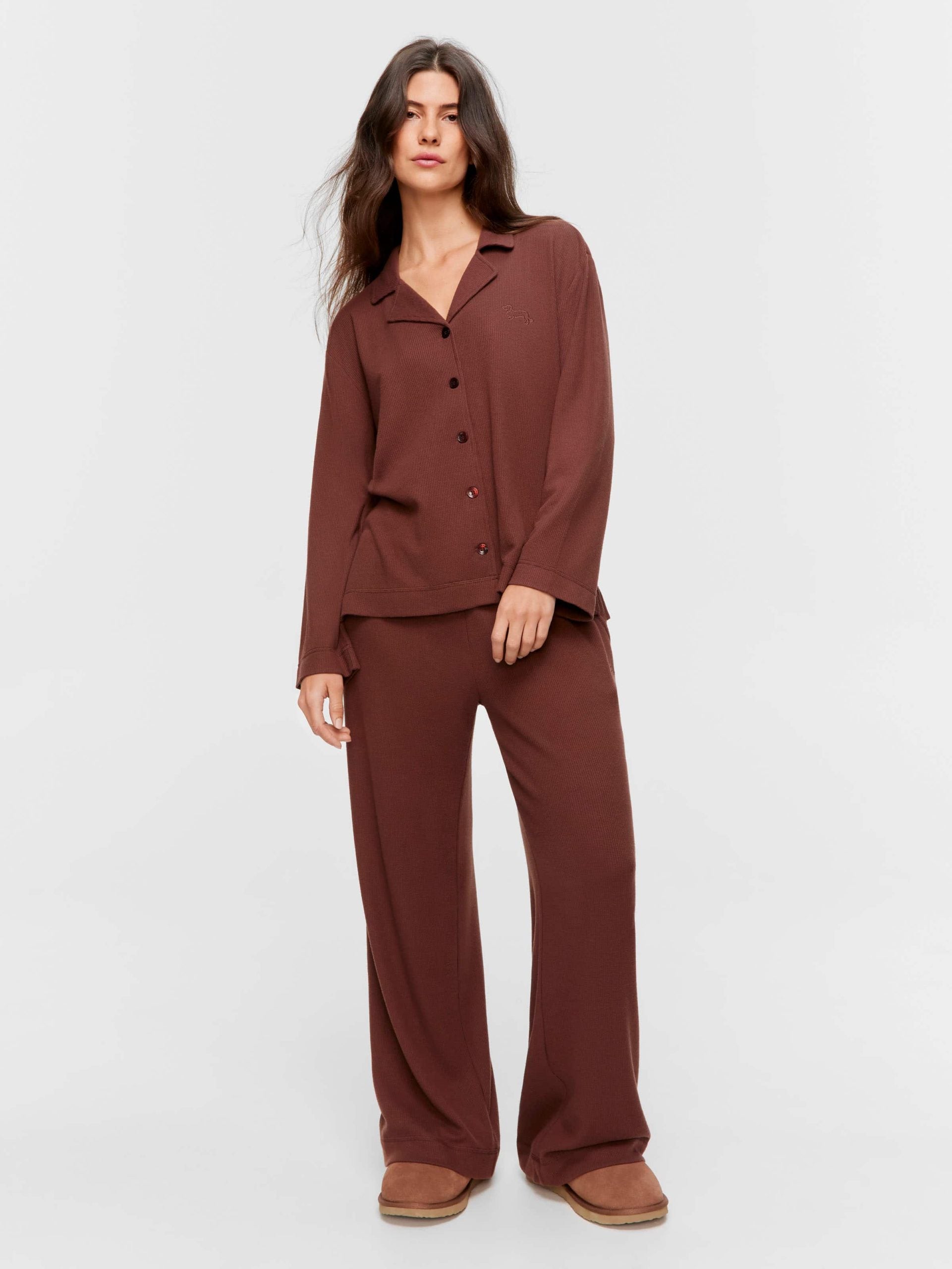 Chocolate Soft Waffle Long Sleeve Shirt brown