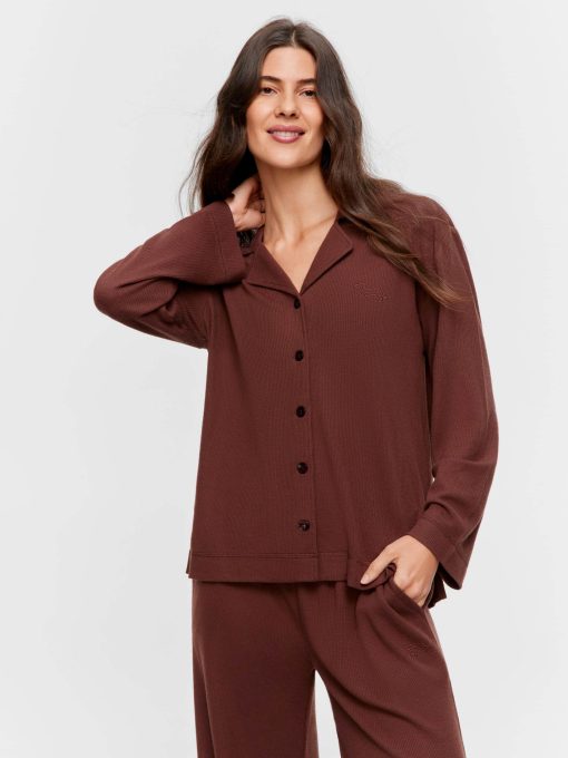 Chocolate Soft Waffle Long Sleeve Shirt brown