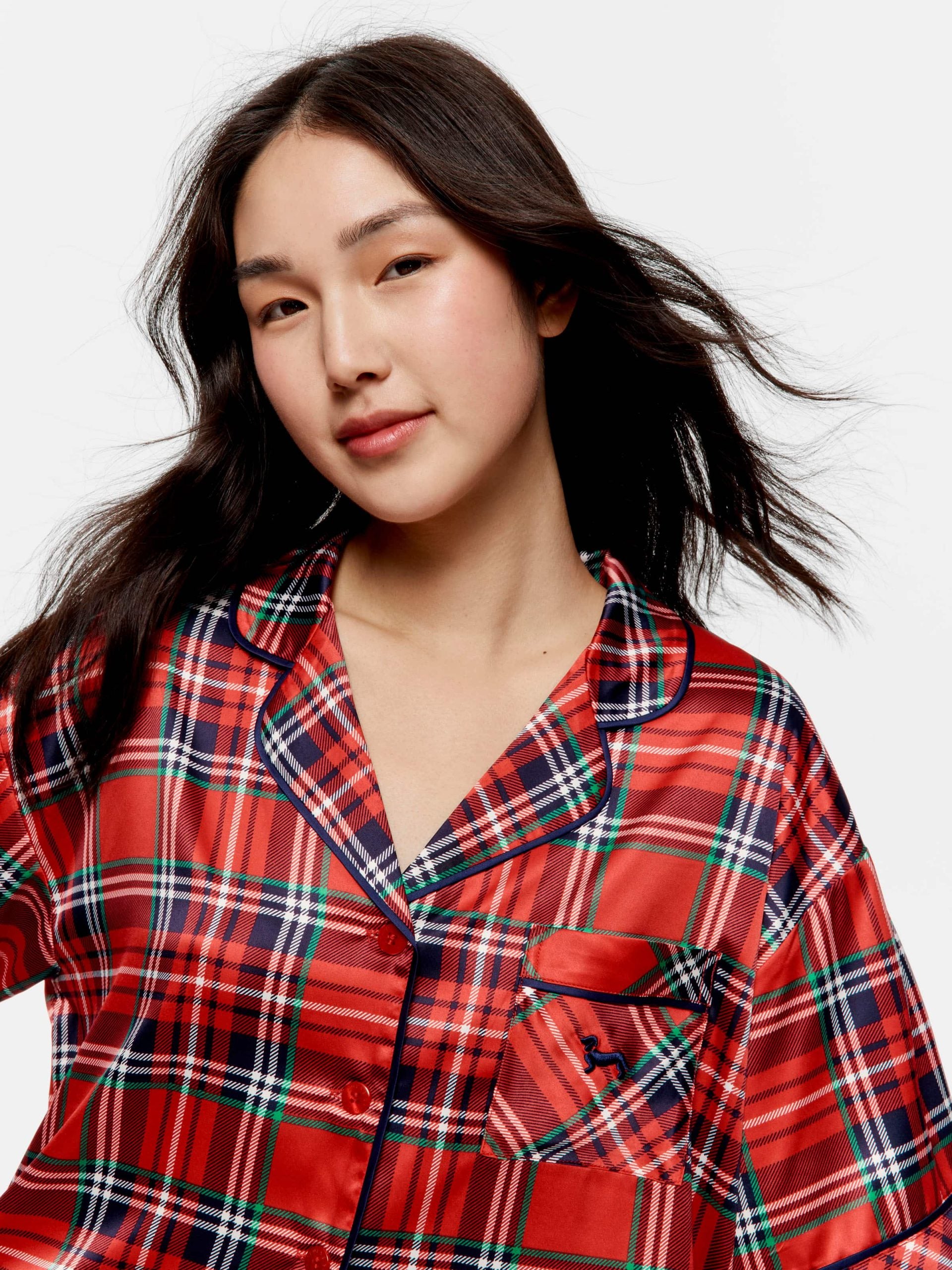 Red Tartan Satin Pj Set redtartan