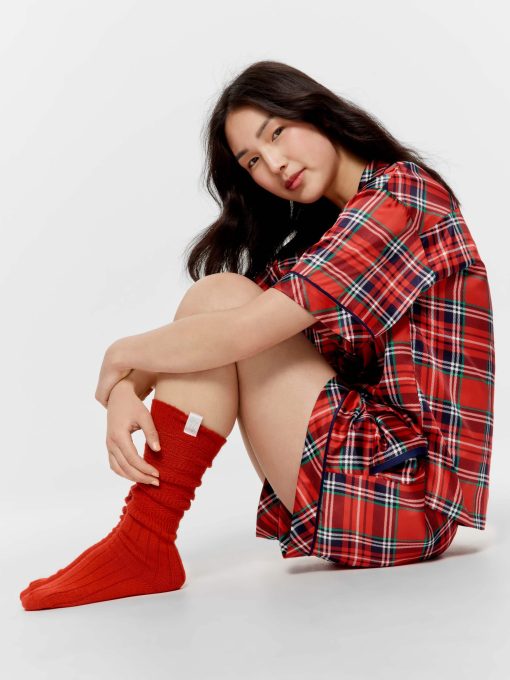 Red Tartan Satin Pj Set redtartan