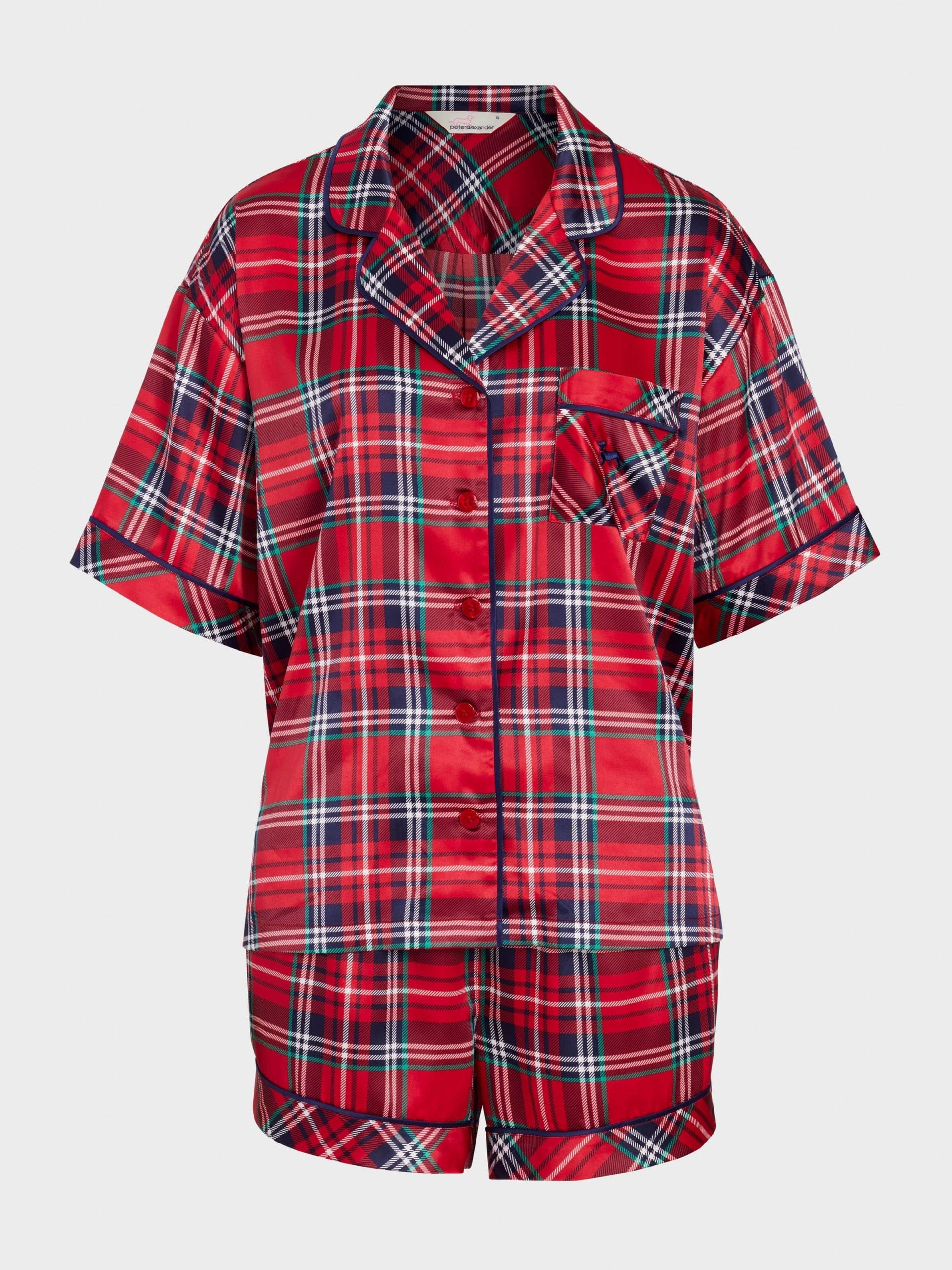 Red Tartan Satin Pj Set redtartan