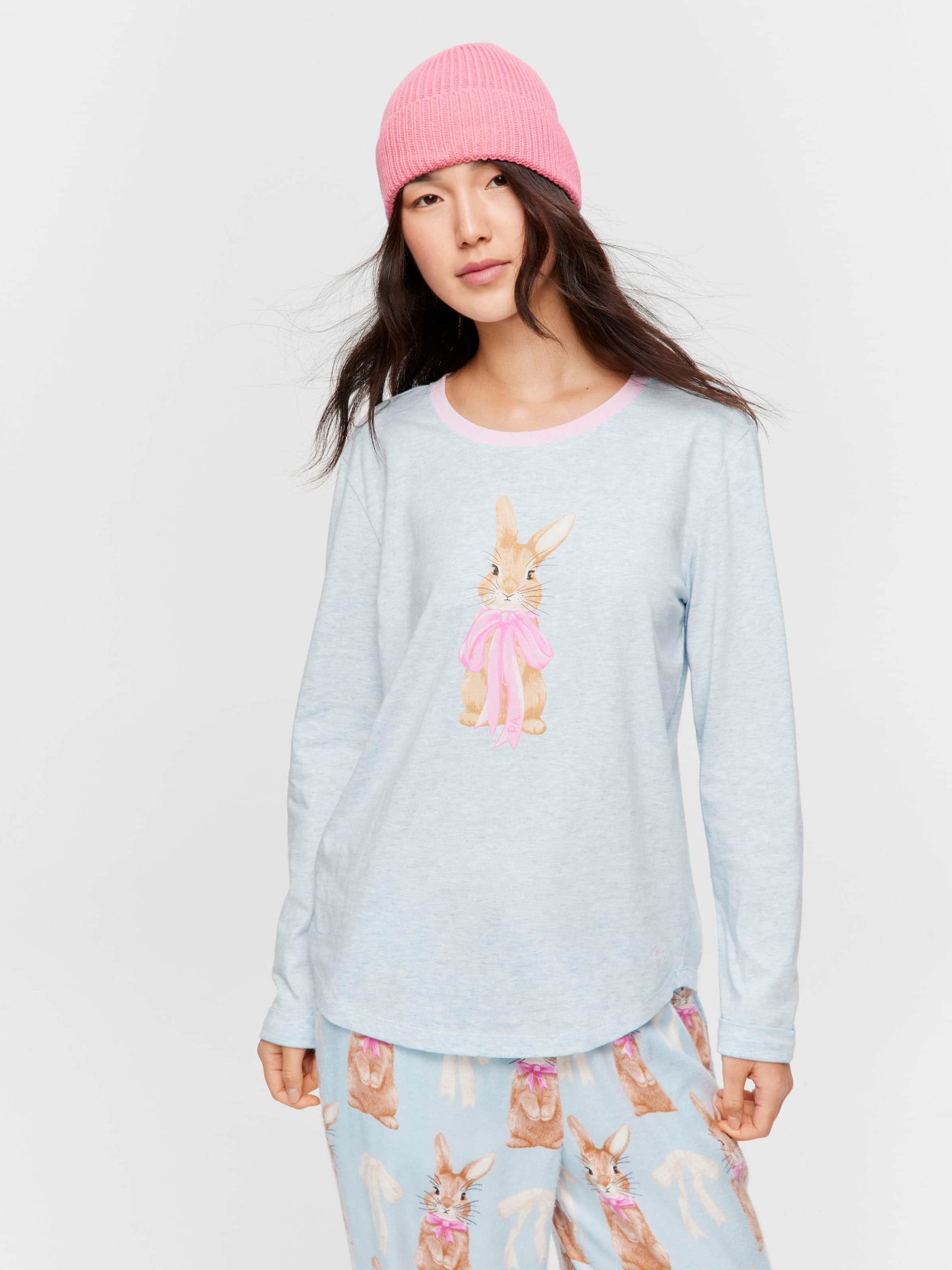 Bow Bunny Long Sleeve Top paleblue