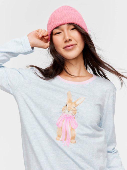 Bow Bunny Long Sleeve Top paleblue