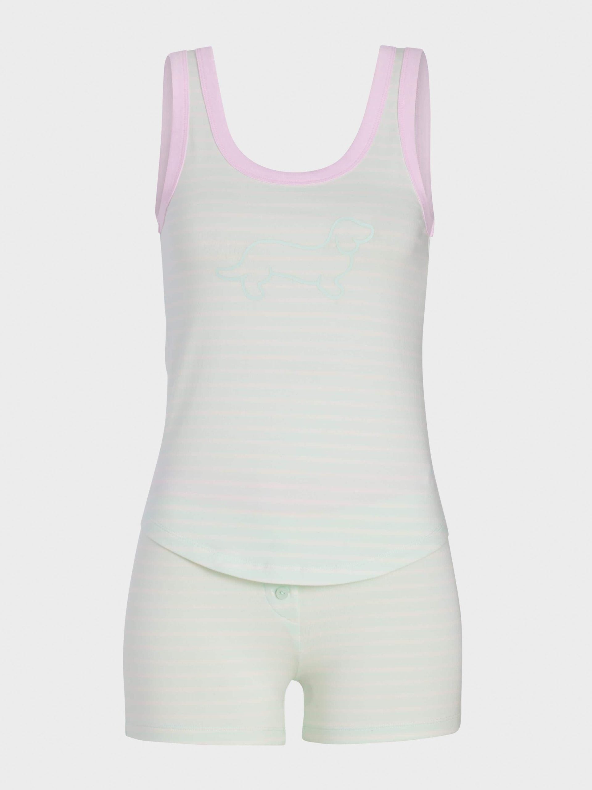 Mint Stripe Shortie Pj Set mint