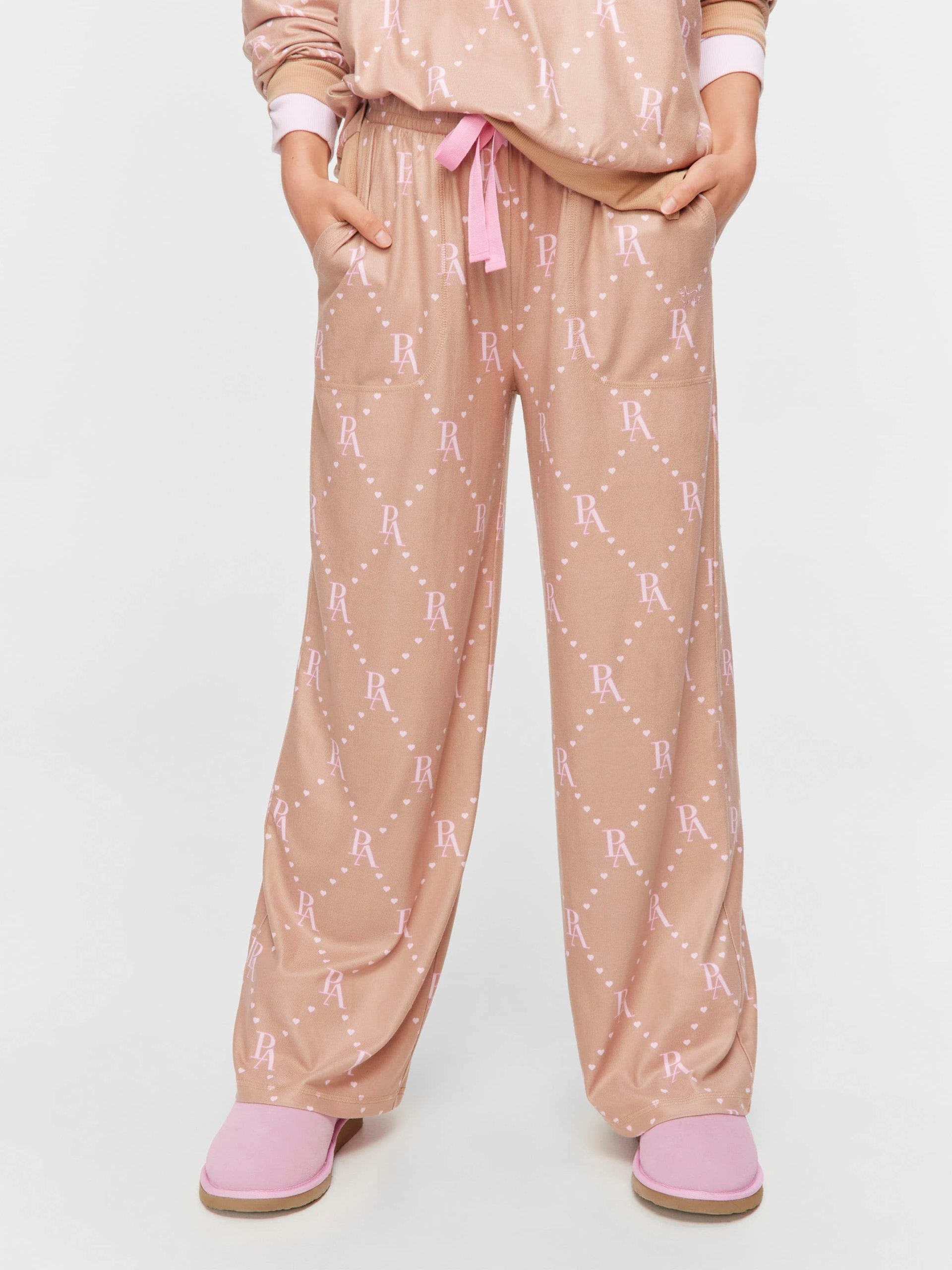 Caramel Logo Plush Wide Leg Pj Pant multi
