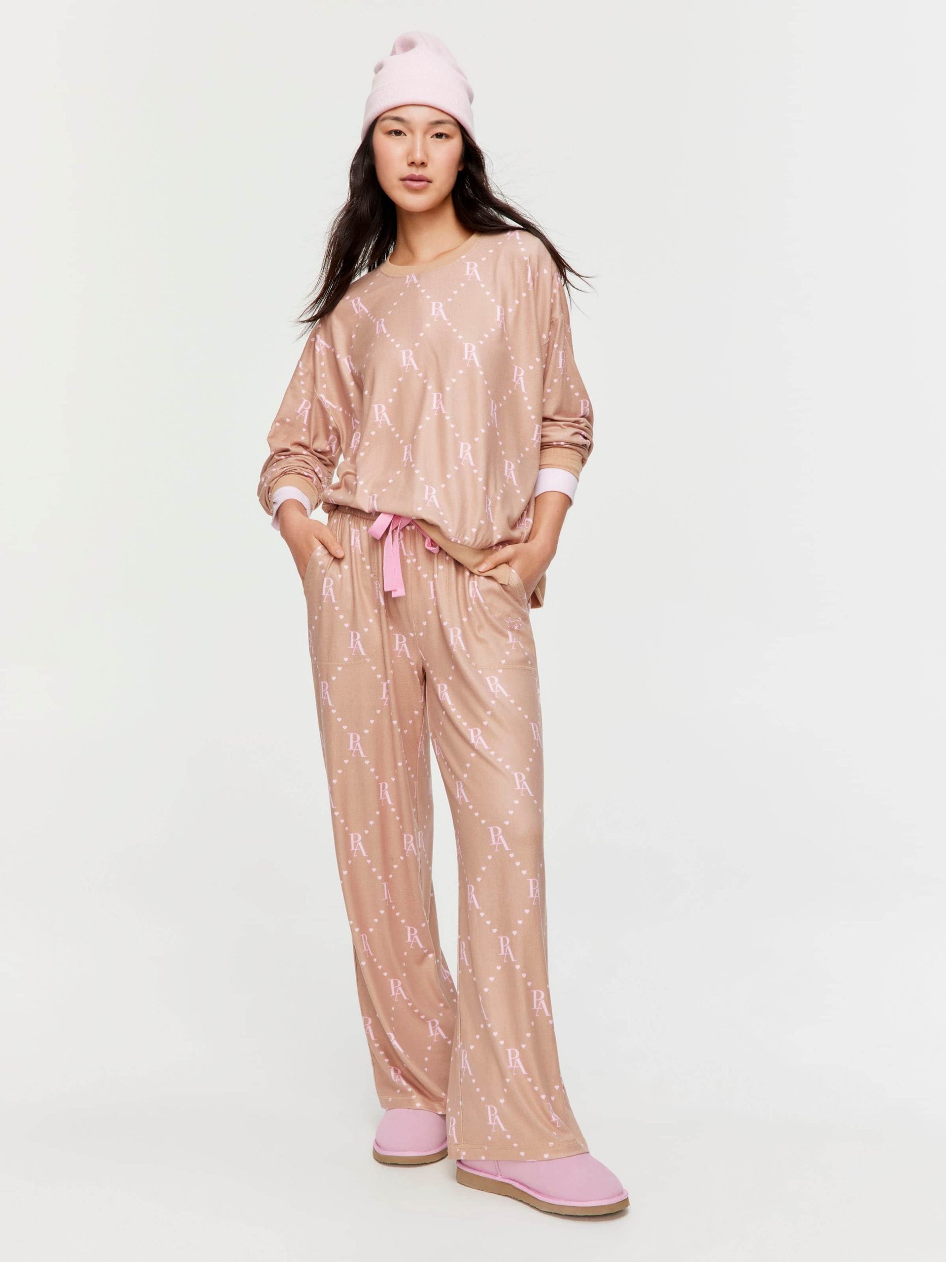 Caramel Logo Plush Wide Leg Pj Pant multi