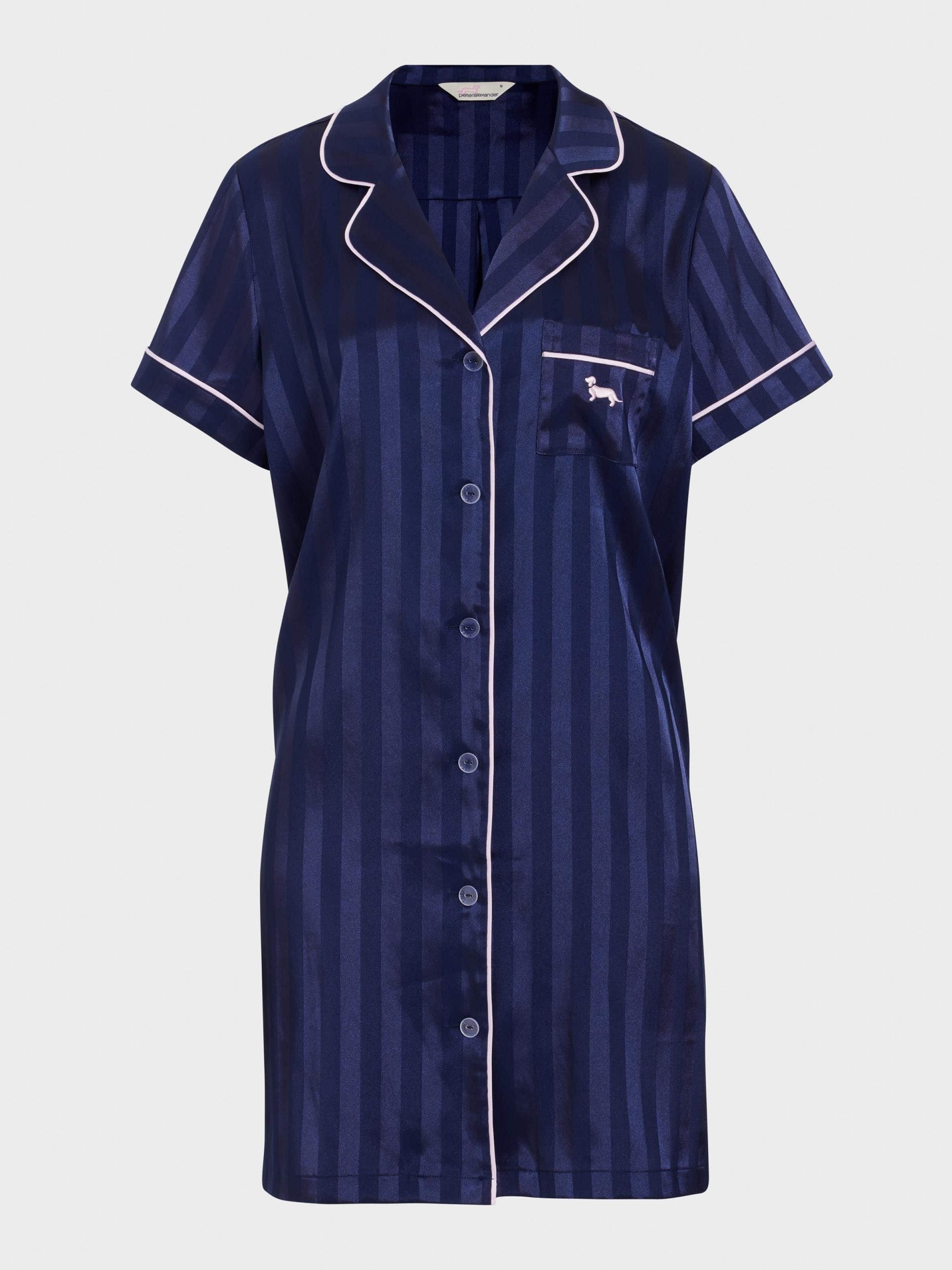 Navy Stripe Short Sleeve Nightshirt navy