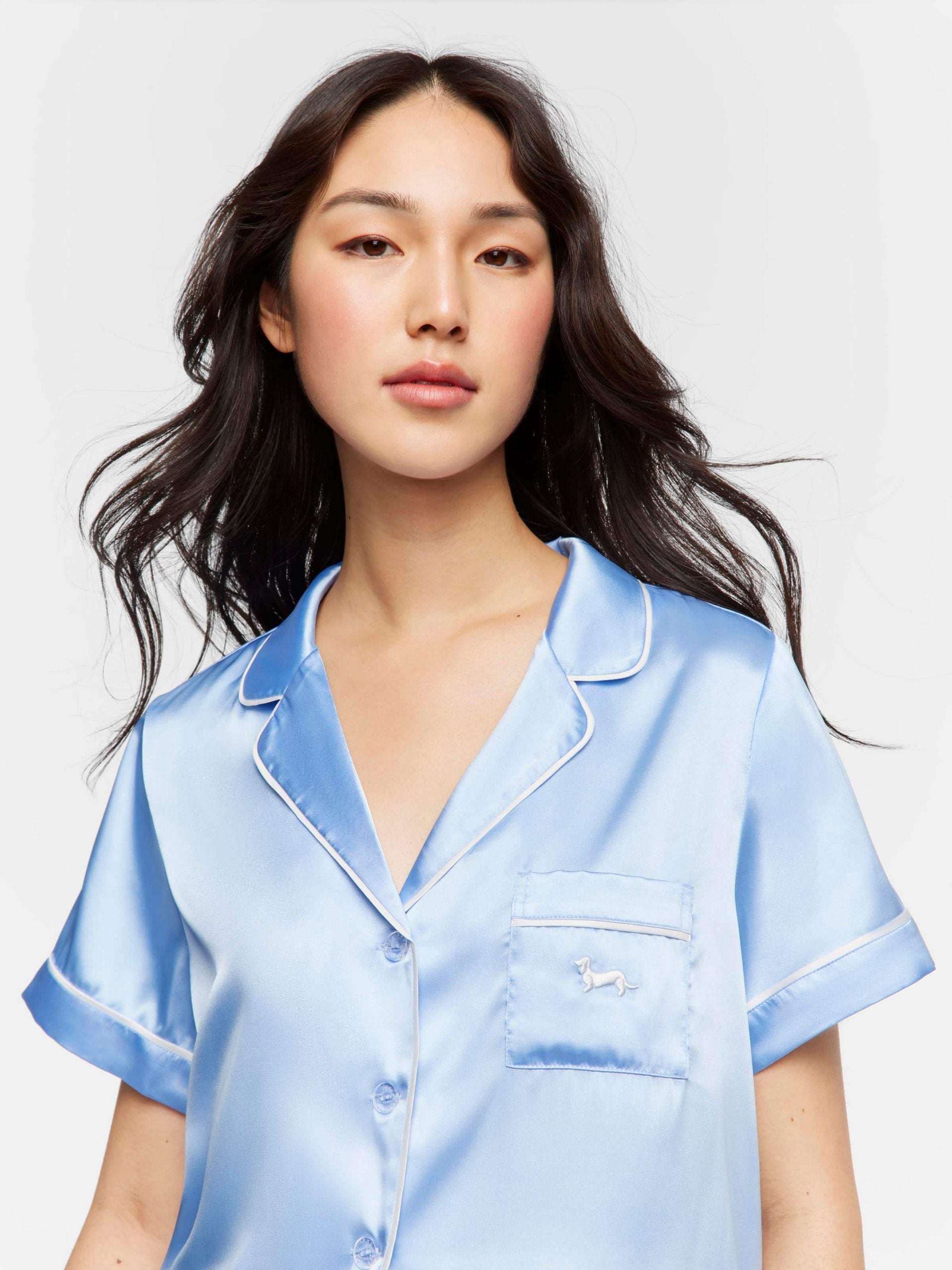 Cornflower Blue Satin Pj Set Blue
