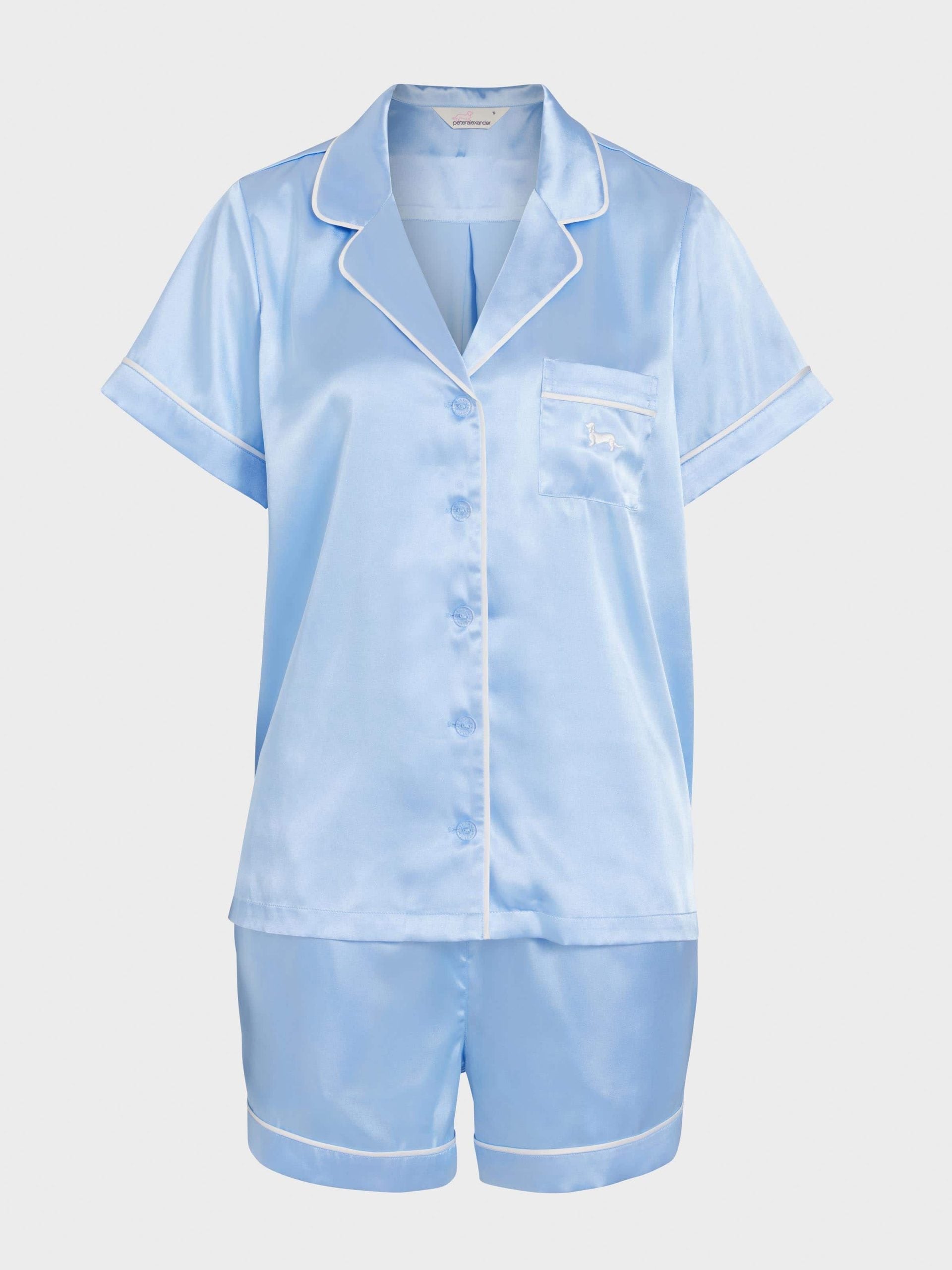 Cornflower Blue Satin Pj Set Blue