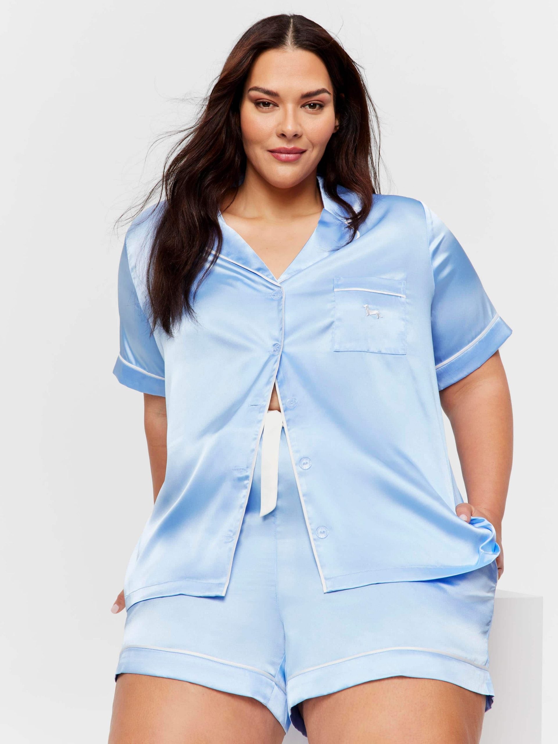 P.A. Plus Cornflower Blue Satin Pj Set Blue